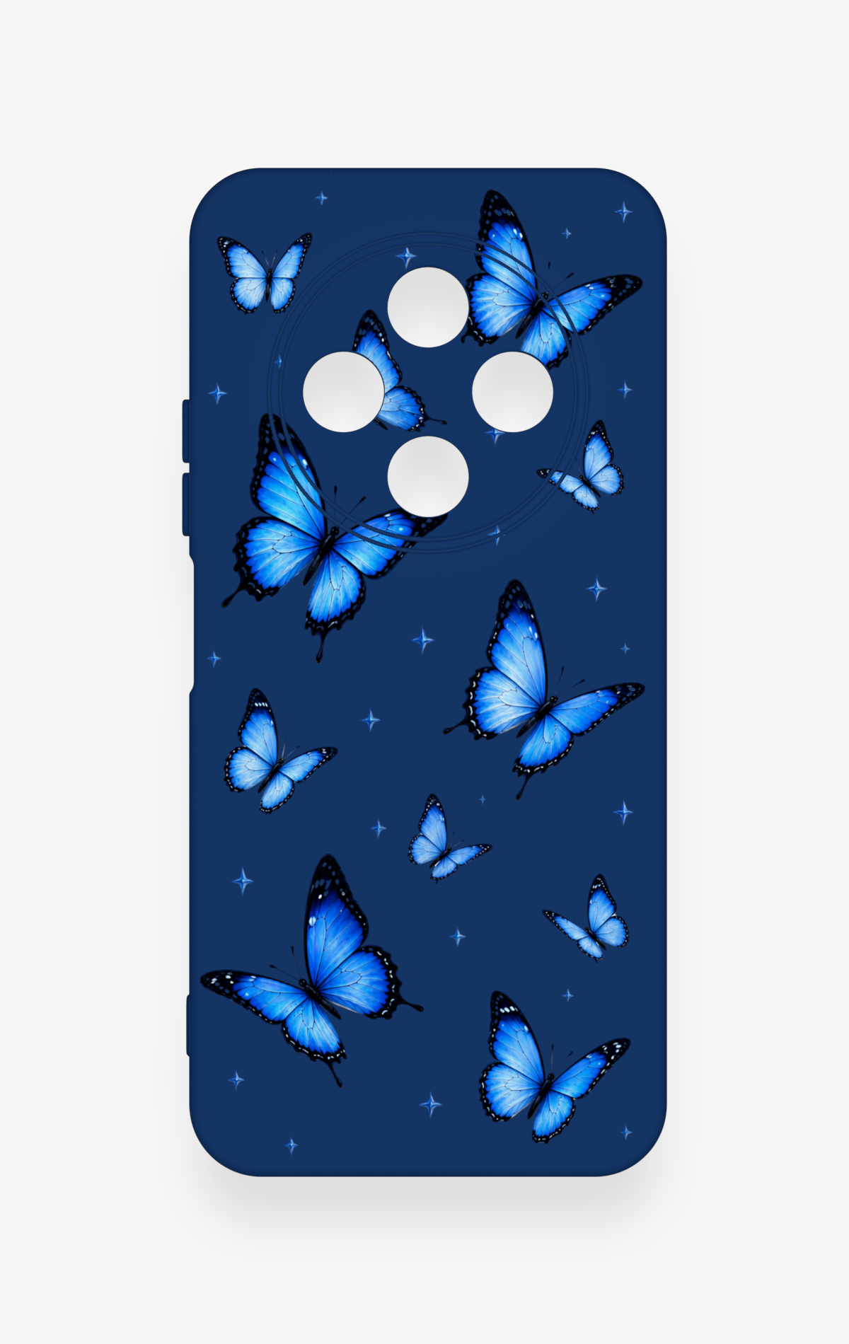 Tecno Spark 30C Uyumlu Parlak Mavi Kelebek Desenli Silikon Kılıf