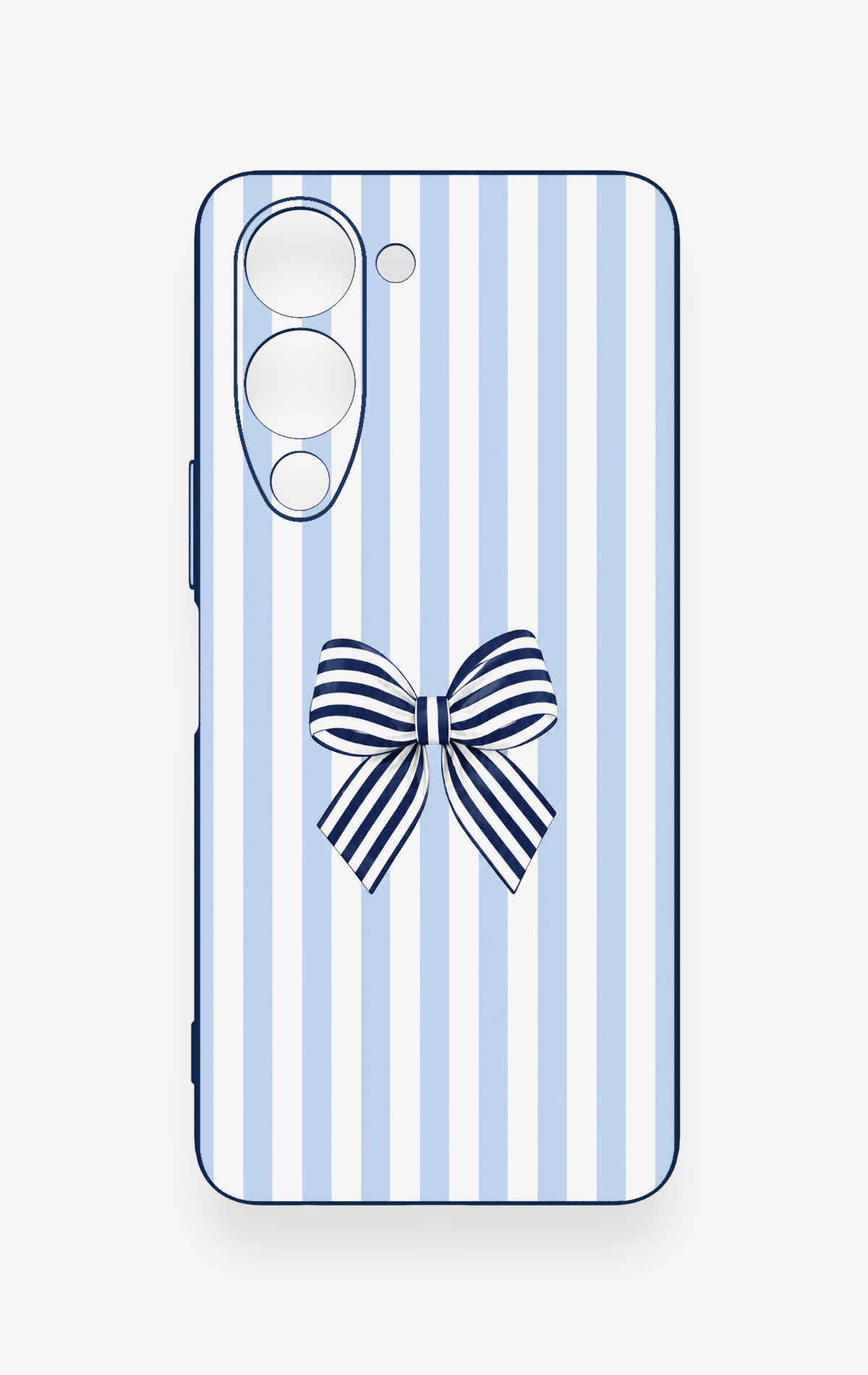 Vivo Y19 5G Uyumlu Mavi Beyaz Kurdele Desenli Silikon Kılıf