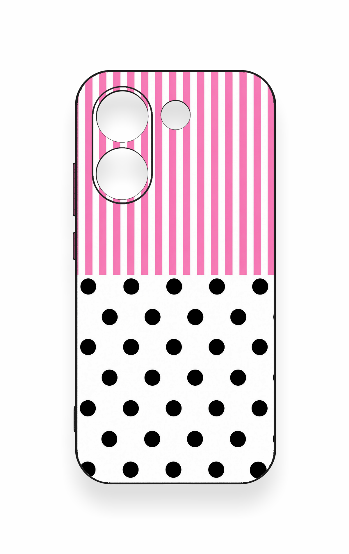 Poco X8 Pro Uyumlu Pembe Çizgili Puantiye Desenli Silikon Kılıf