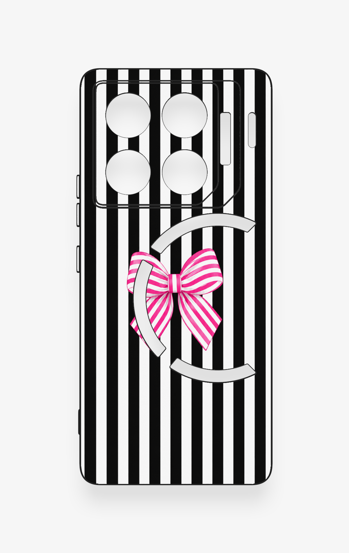 İnfinix Gt 20 Pro Uyumlu Pembe Beyaz Kurdele Desenli Silikon Kılıf