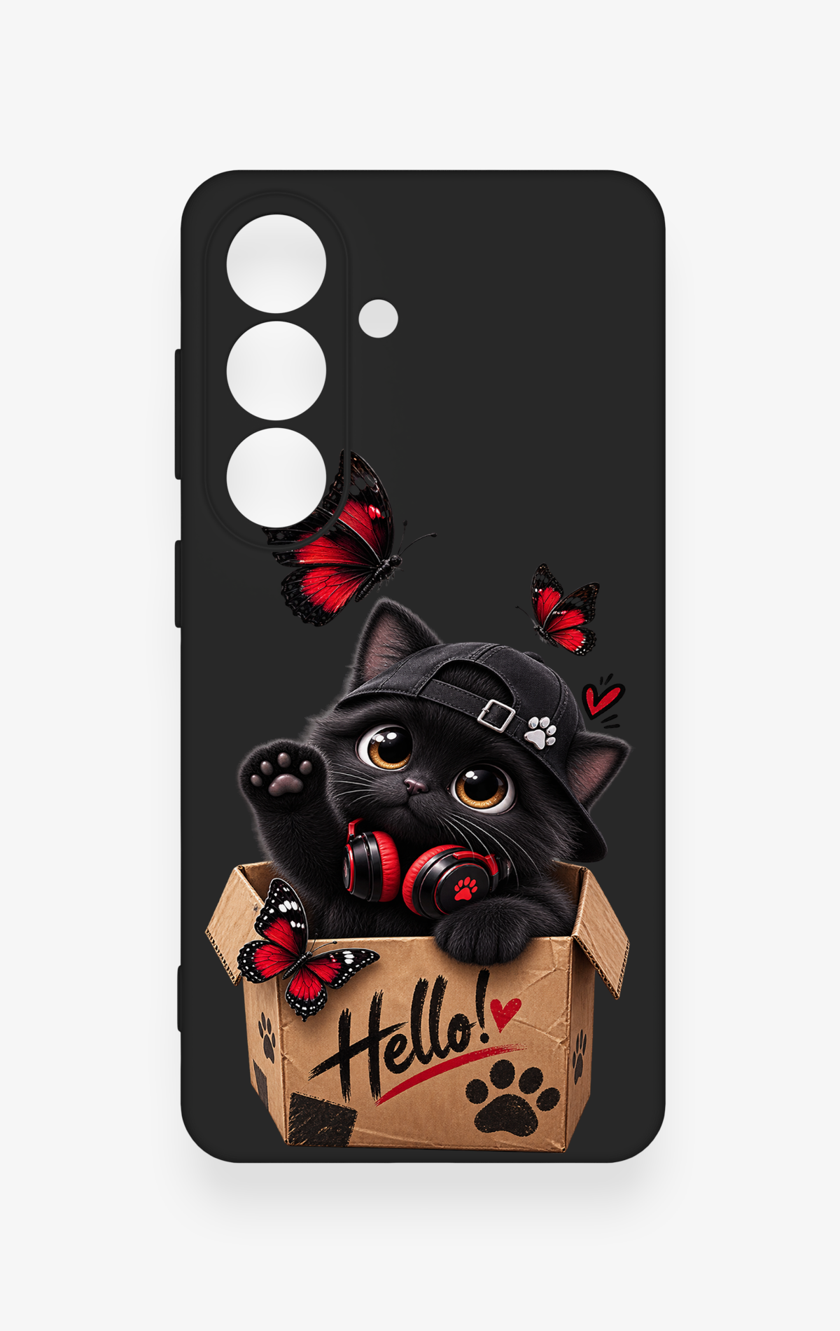 Samsung S26 Uyumlu Hello Cat Desenli Silikon Kılıf