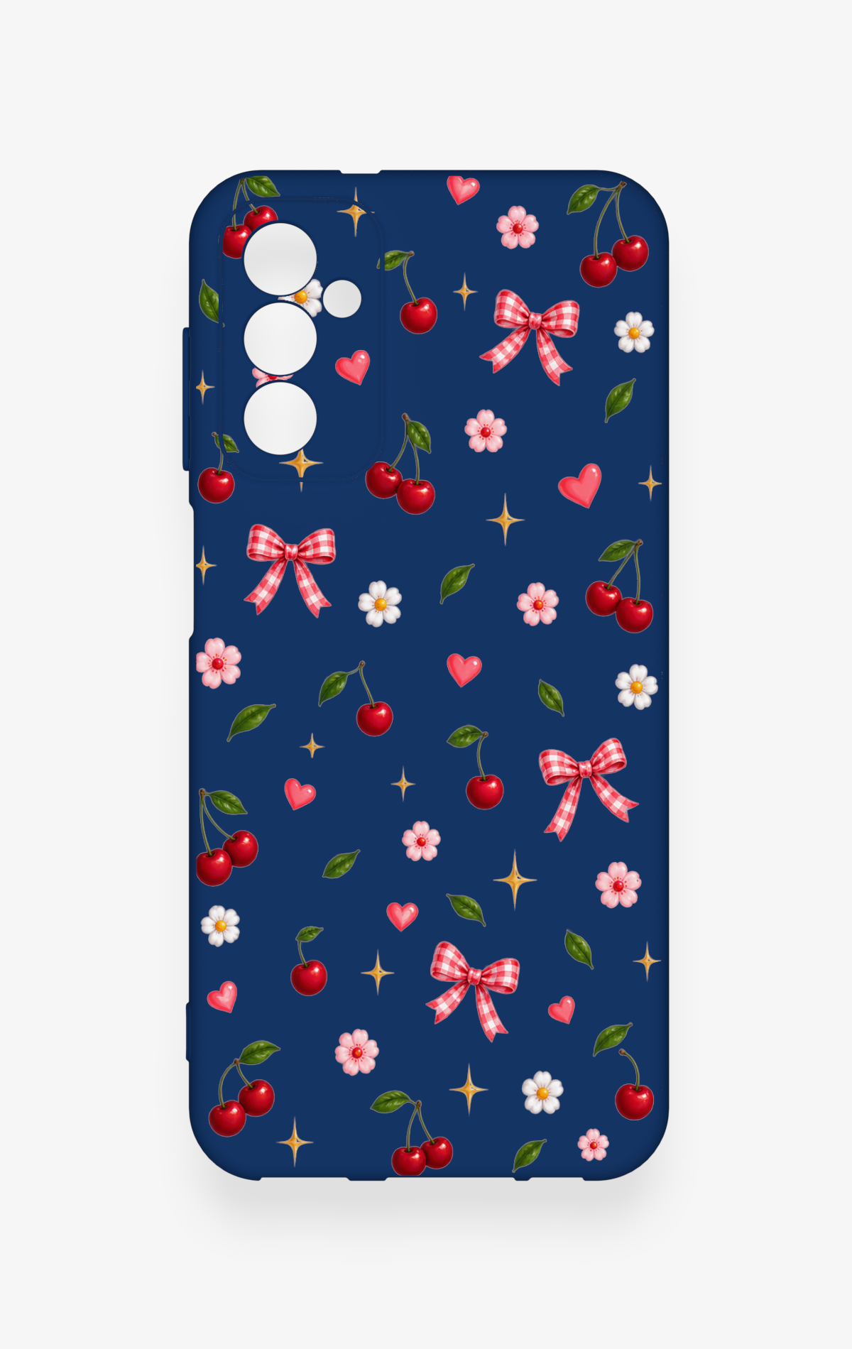 Samsung M13 Uyumlu Çiçek Kiraz Fiyonk Desenli Silikon Kılıf