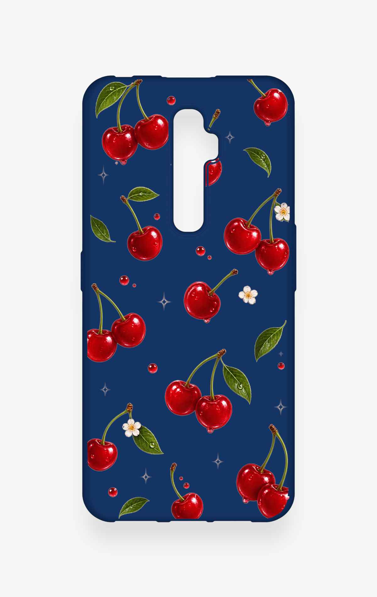 Oppo Reno 2Z Uyumlu Kiraz Papatya Desenli Silikon Kılıf