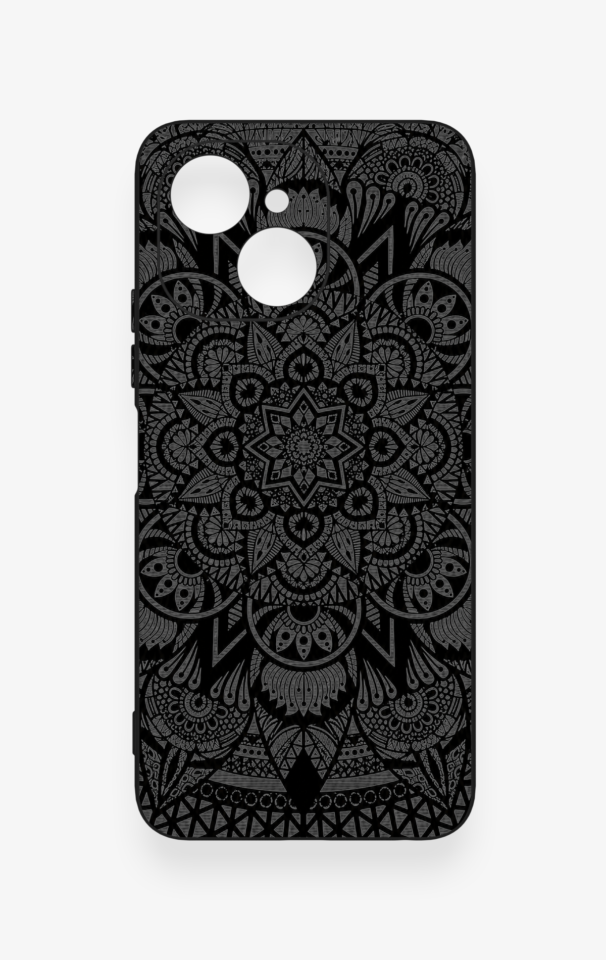 Tecno Spark 40C Uyumlu Siyah Beyaz Mandala Desenli Silikon Kılıf