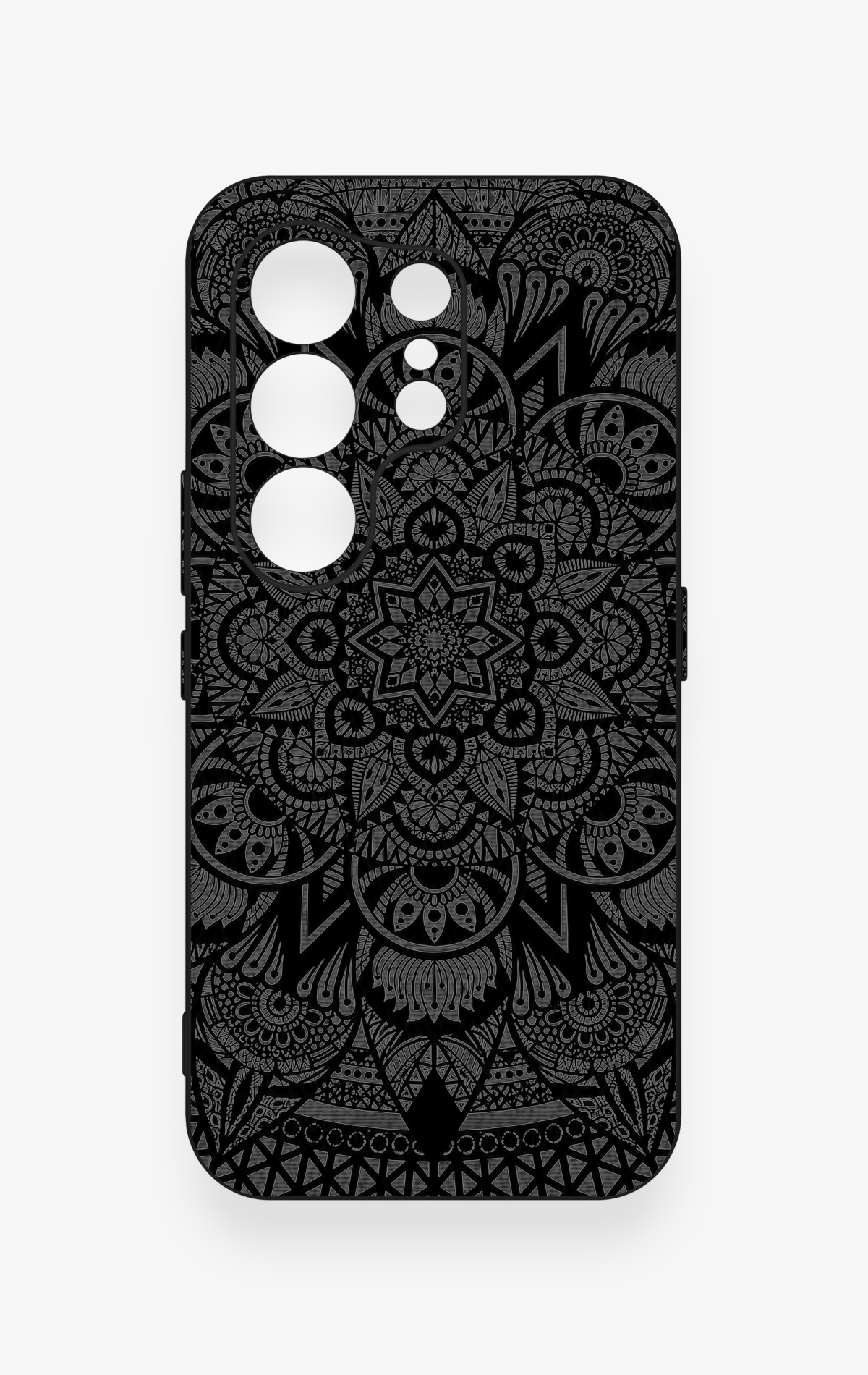 Tecno Camon 50 4G Uyumlu Siyah Beyaz Mandala Desenli Silikon Kılıf