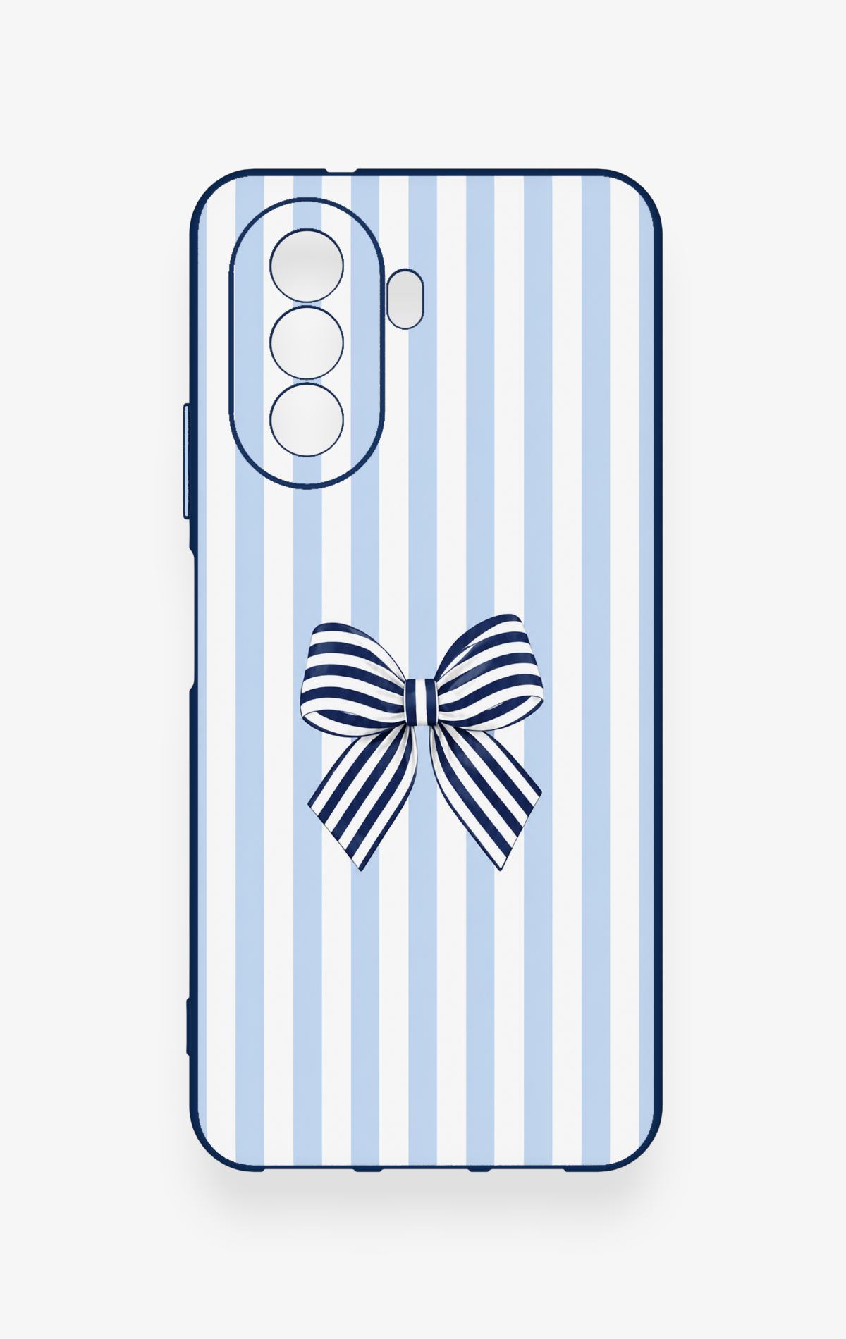 Huawei Nova Y70 Uyumlu Mavi Beyaz Kurdele Desenli Silikon Kılıf