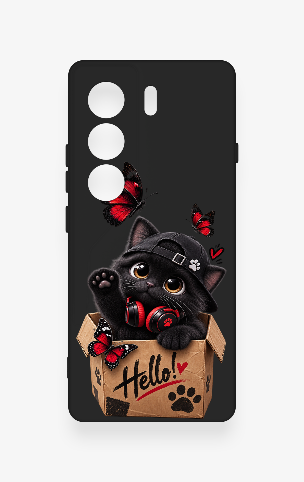 Tecno Camon 40 4G Uyumlu Hello Cat Desenli Silikon Kılıf