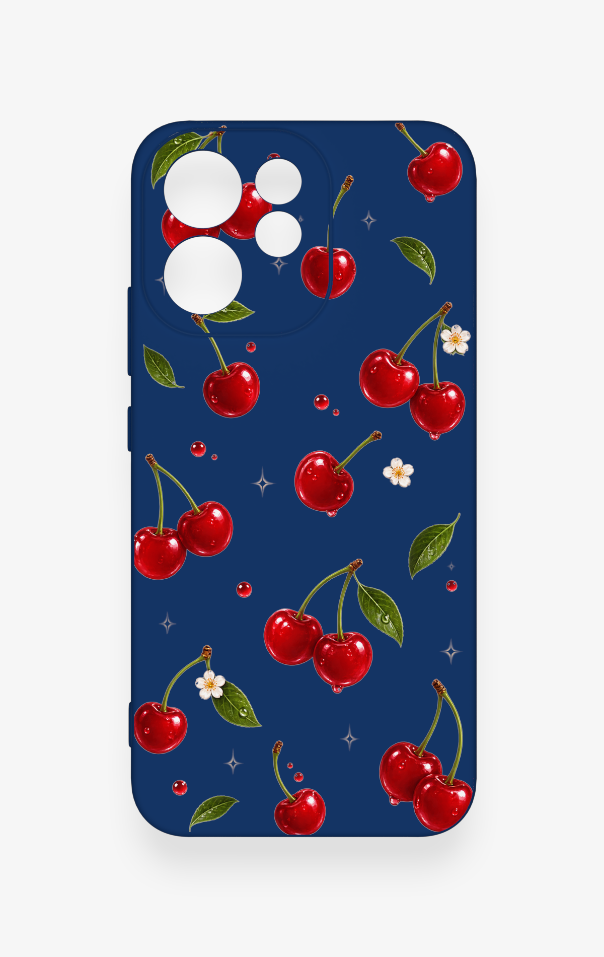 Oppo Reno 15F Uyumlu Kiraz Papatya Desenli Silikon Kılıf