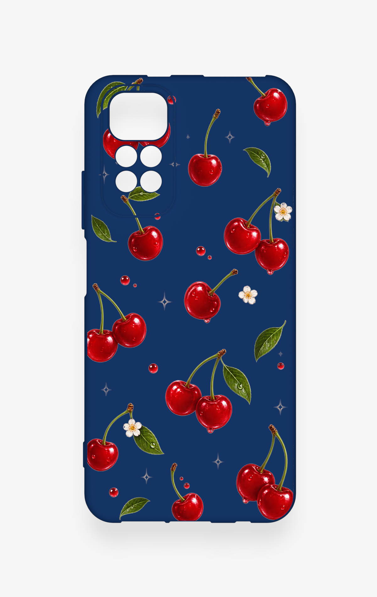 Redmi Note 11S Uyumlu Kiraz Papatya Desenli Silikon Kılıf