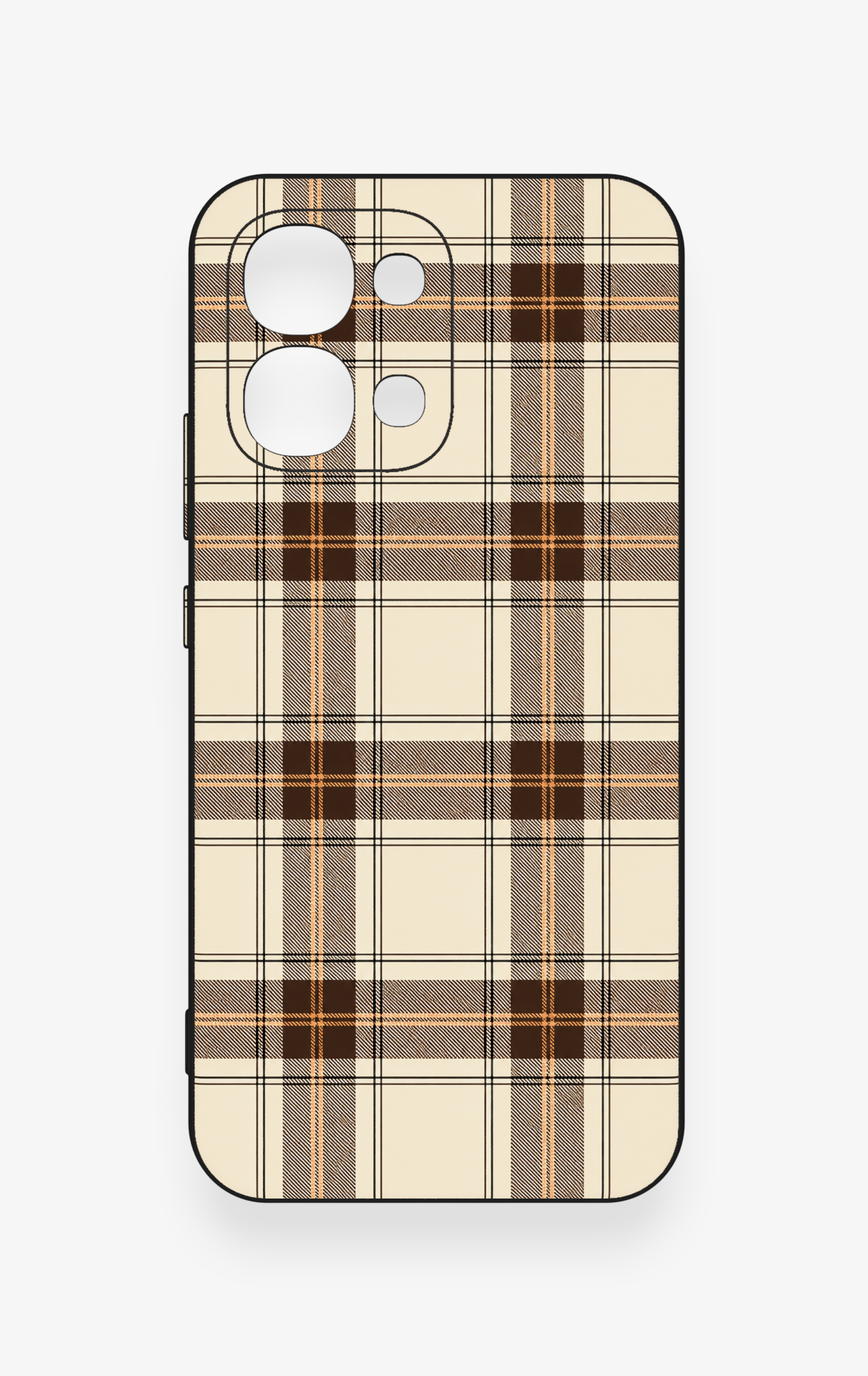 Oppo A6 Pro Uyumlu Bej Kahverengi Ekose Desenli Silikon Kılıf