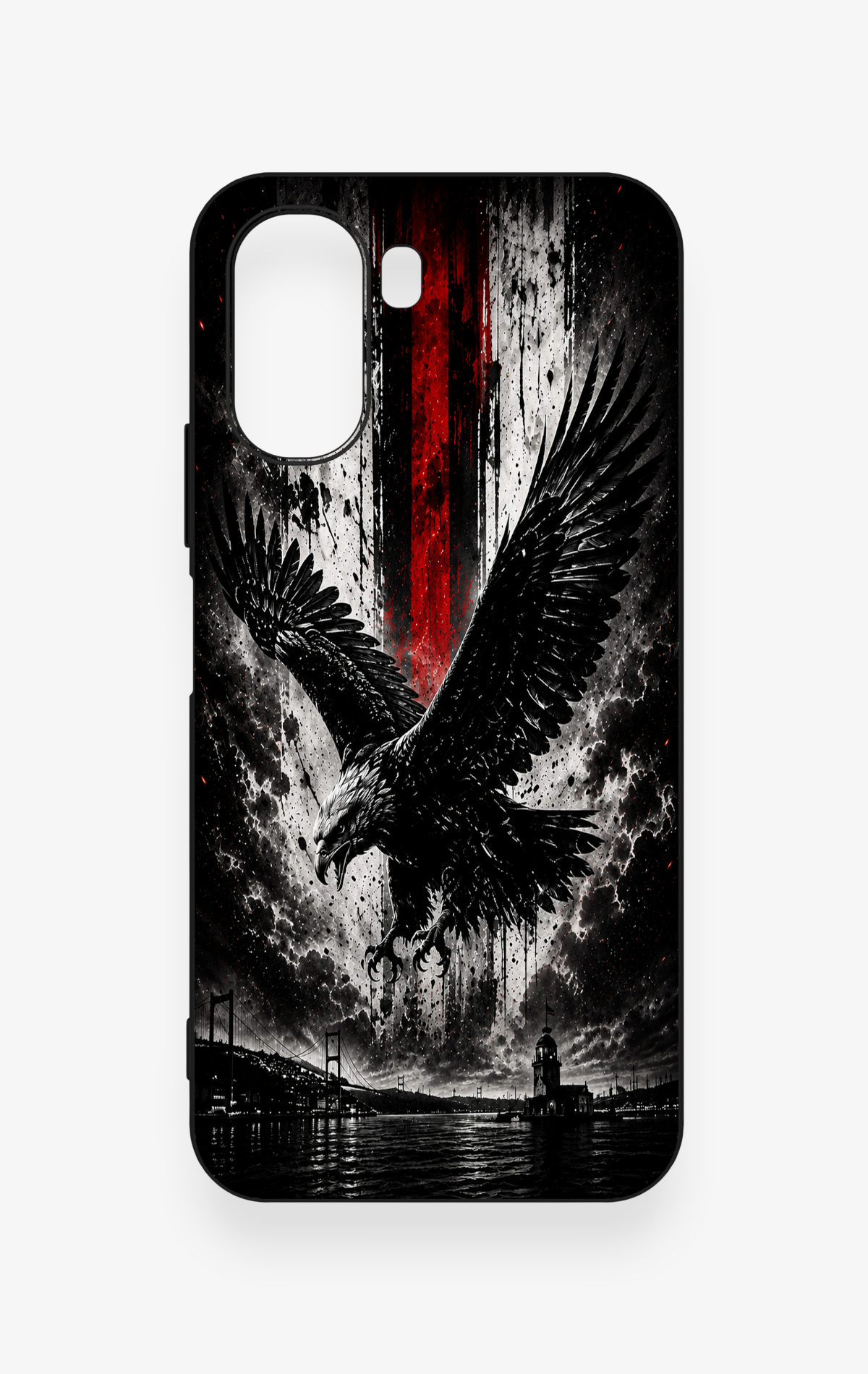 Oppo A6T Uyumlu Kara Kartal Desenli Silikon Kılıf