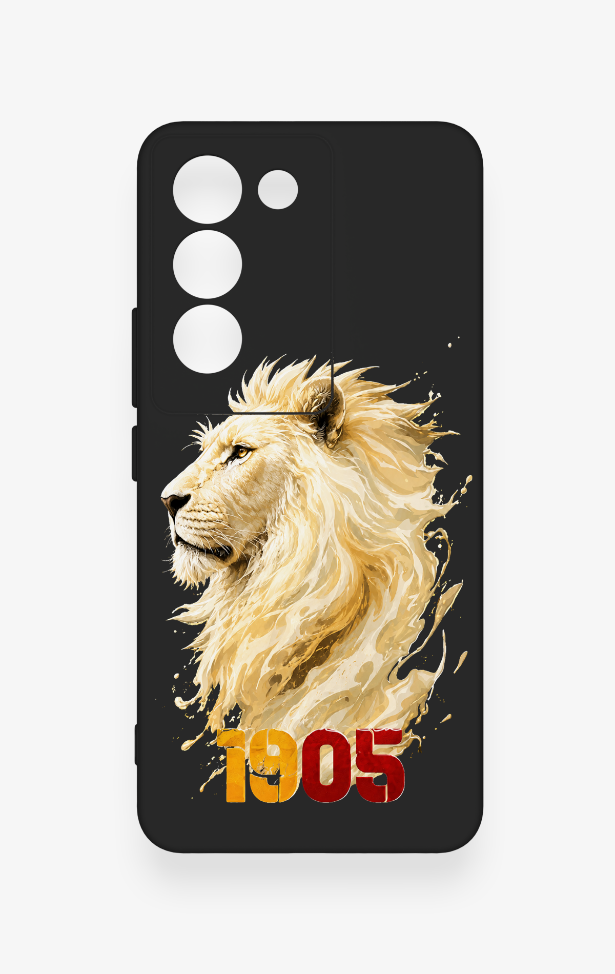 Vivo V30 Lite Uyumlu Sarı Kırmızı 1905 Aslan Desenli Silikon Kılıf