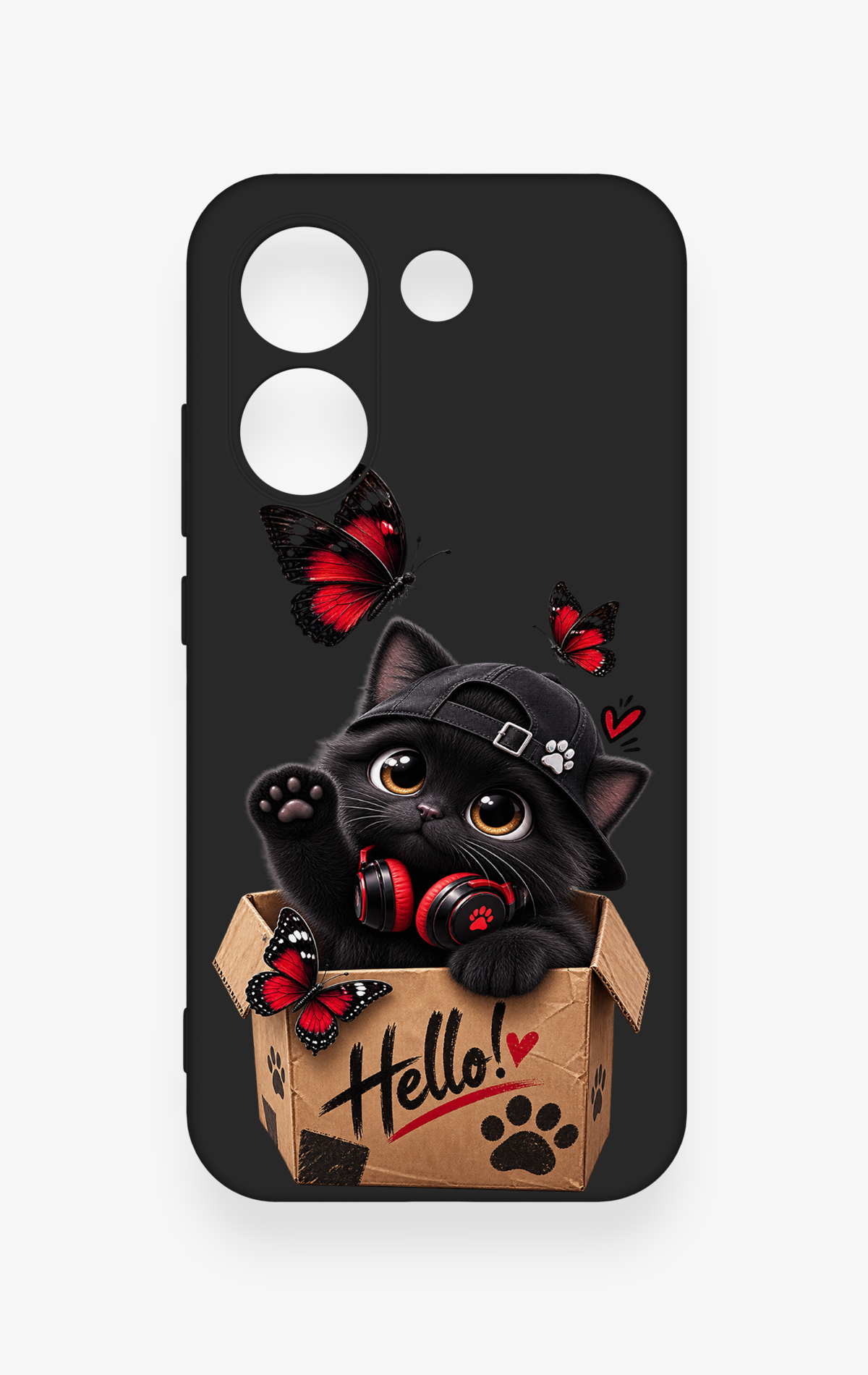 Poco X8 Pro Uyumlu Hello Cat Desenli Silikon Kılıf