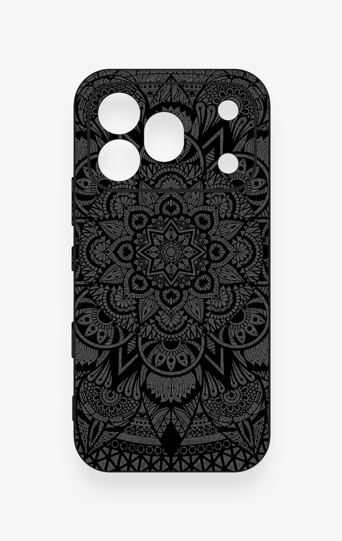 Honor 600 Pro Uyumlu Siyah Beyaz Mandala Desenli Silikon Kılıf