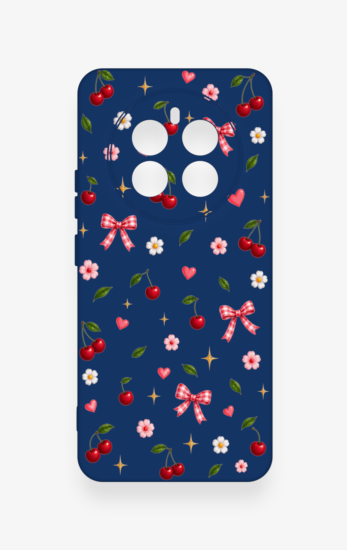 Realme 12 4G Uyumlu Çiçek Kiraz Fiyonk Desenli Silikon Kılıf