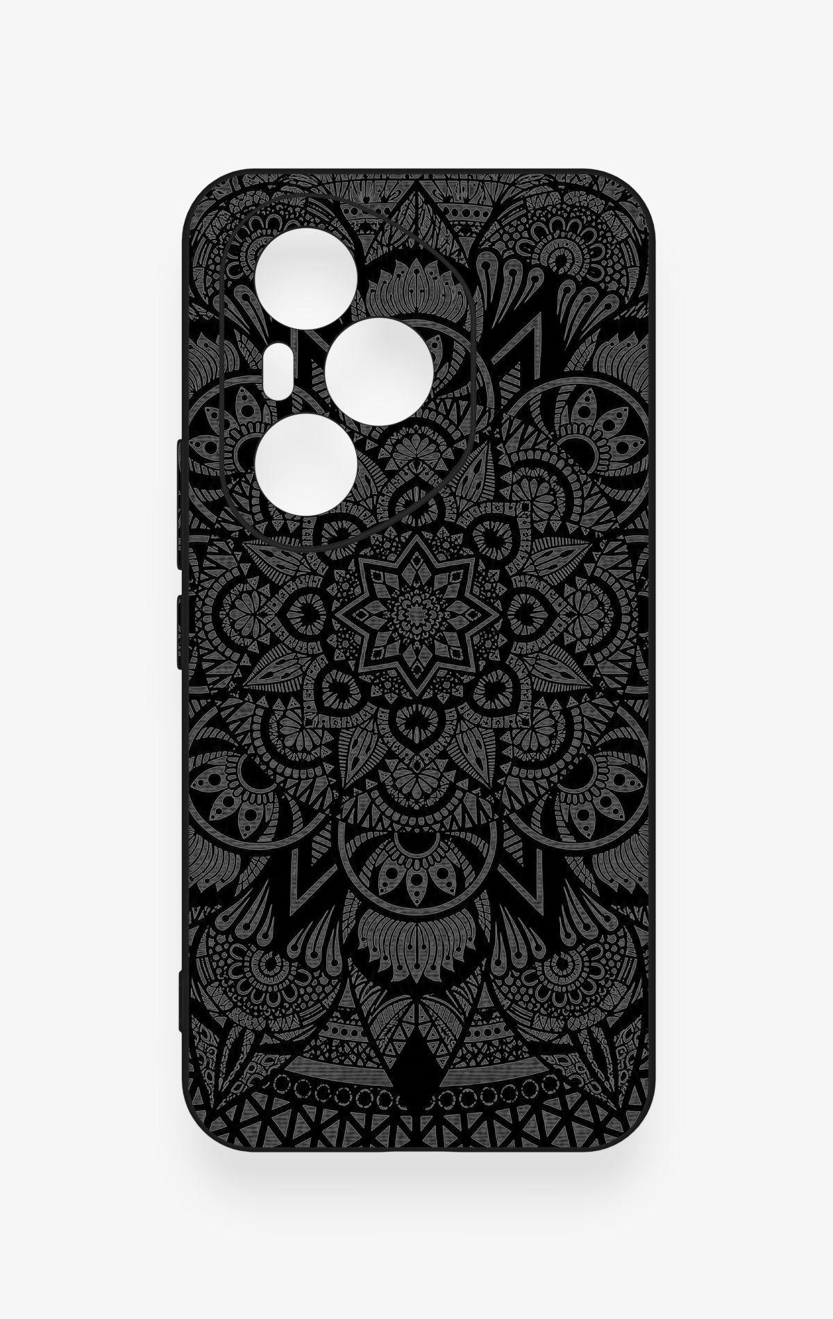 Honor 400 Pro Uyumlu Siyah Beyaz Mandala Desenli Silikon Kılıf