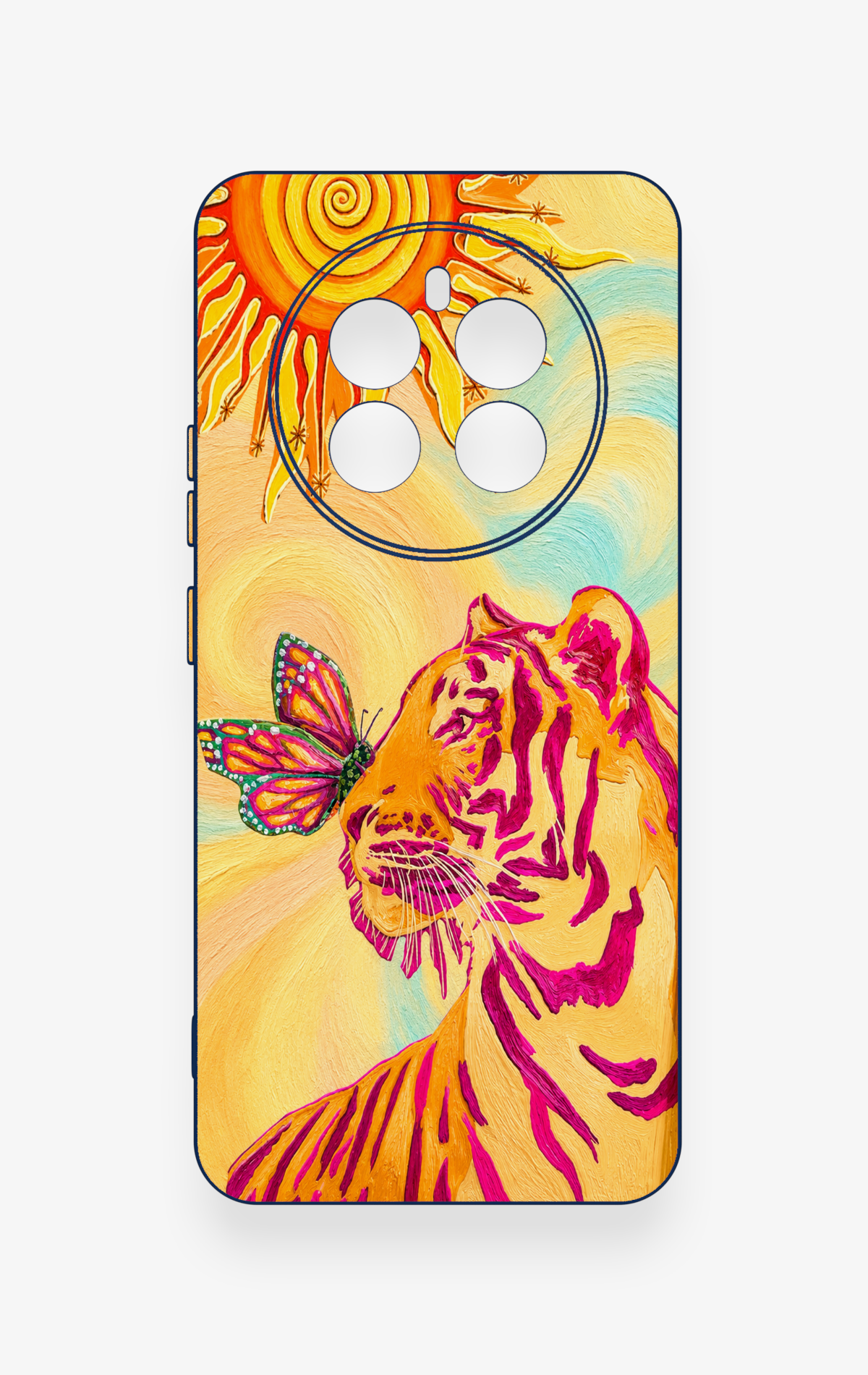 Realme 12 4G Uyumlu Güneşin Kaplanı Desenli Silikon Kılıf