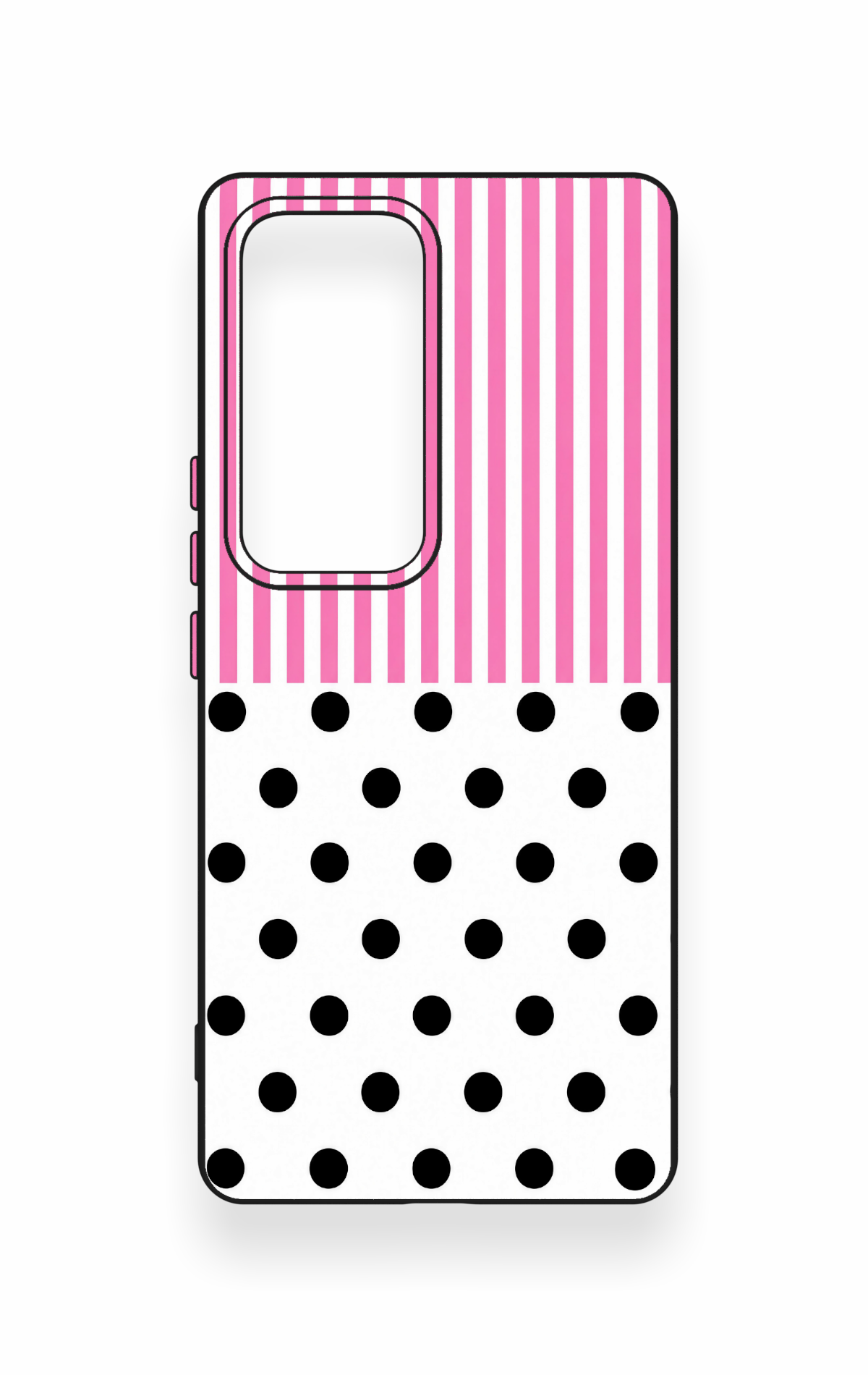 Vivo V30 Uyumlu Pembe Çizgili Puantiye Desenli Silikon Kılıf