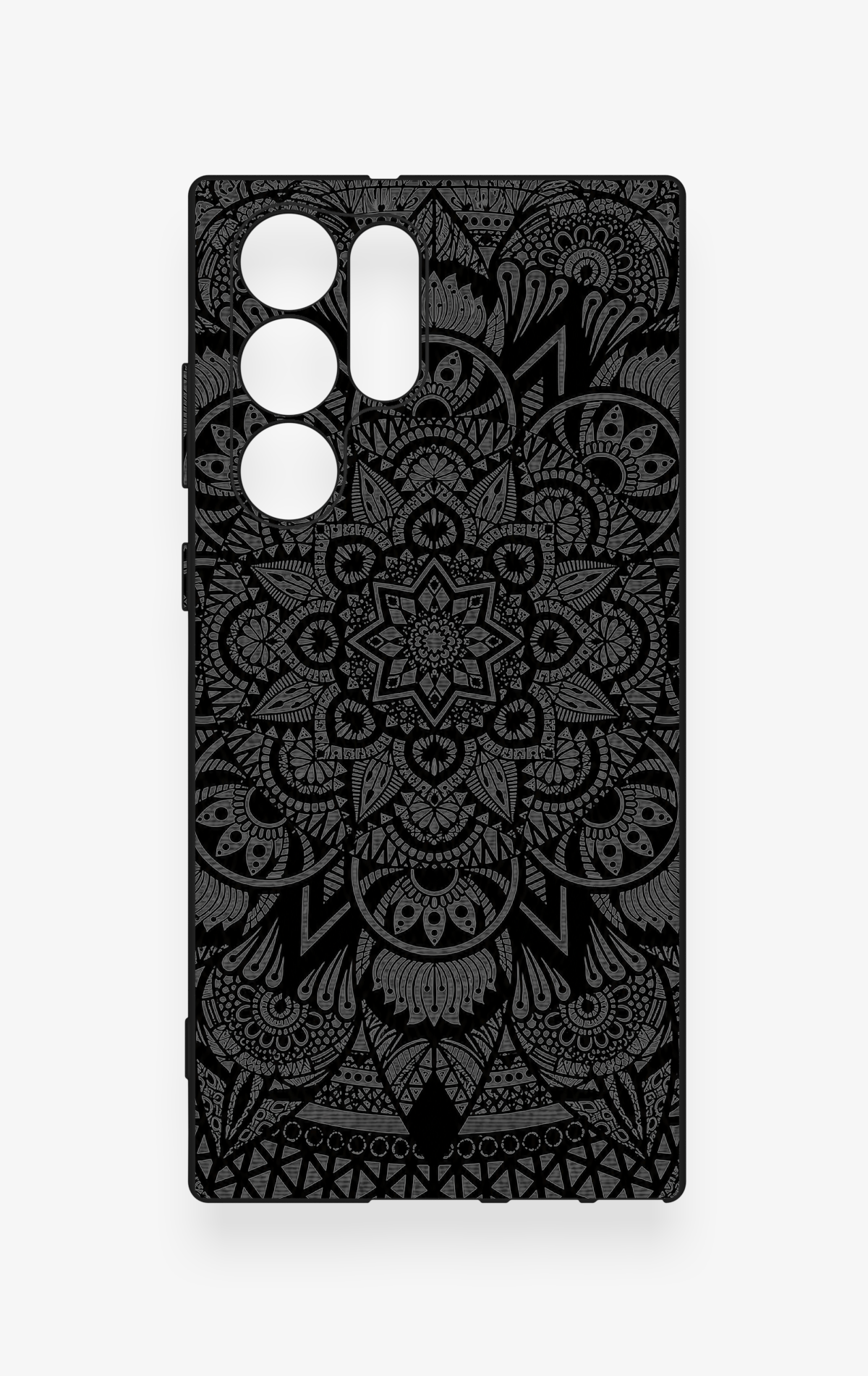 Samsung S22 Ultra Uyumlu Siyah Beyaz Mandala Desenli Silikon Kılıf