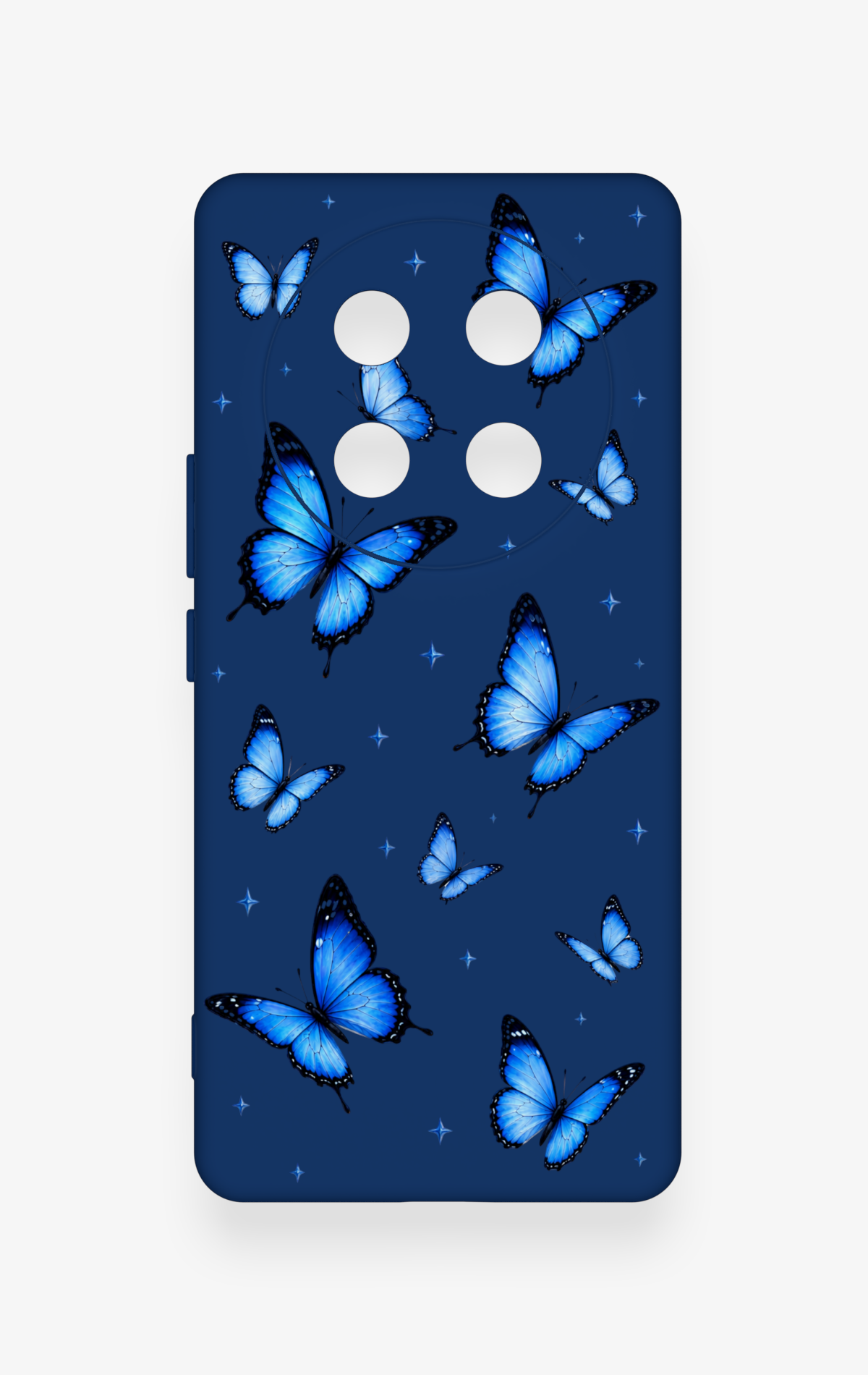 Honor Magic 7 Lite 5G Uyumlu Parlak Mavi Kelebek Desenli Silikon Kılıf
