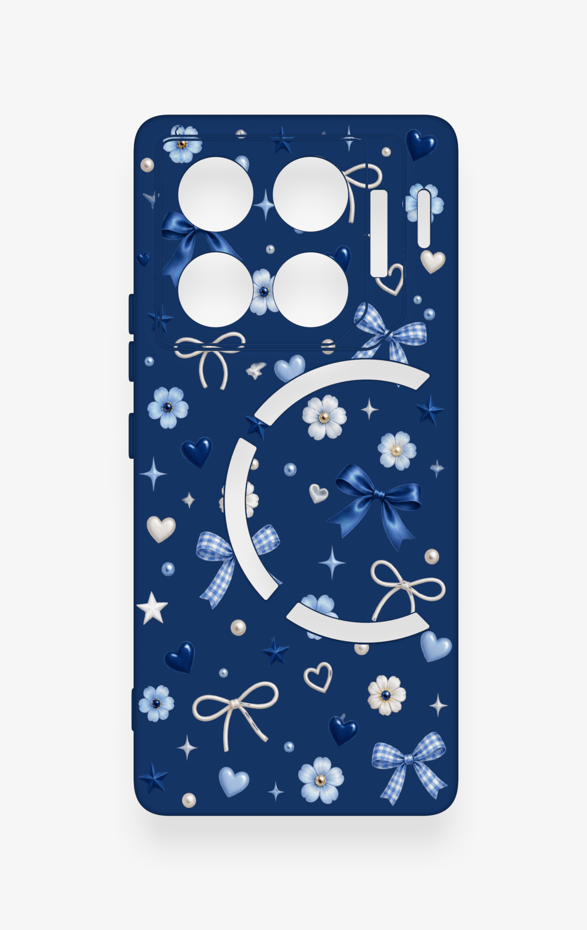 İnfinix Gt 20 Pro Uyumlu Mavi Papatya Fiyonk Desenli Silikon Kılıf