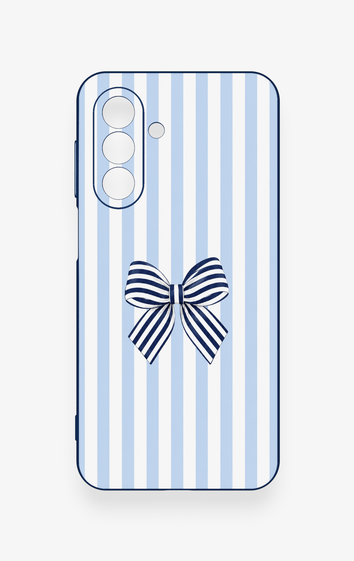 Samsung A17 Uyumlu Mavi Beyaz Kurdele Desenli Silikon Kılıf