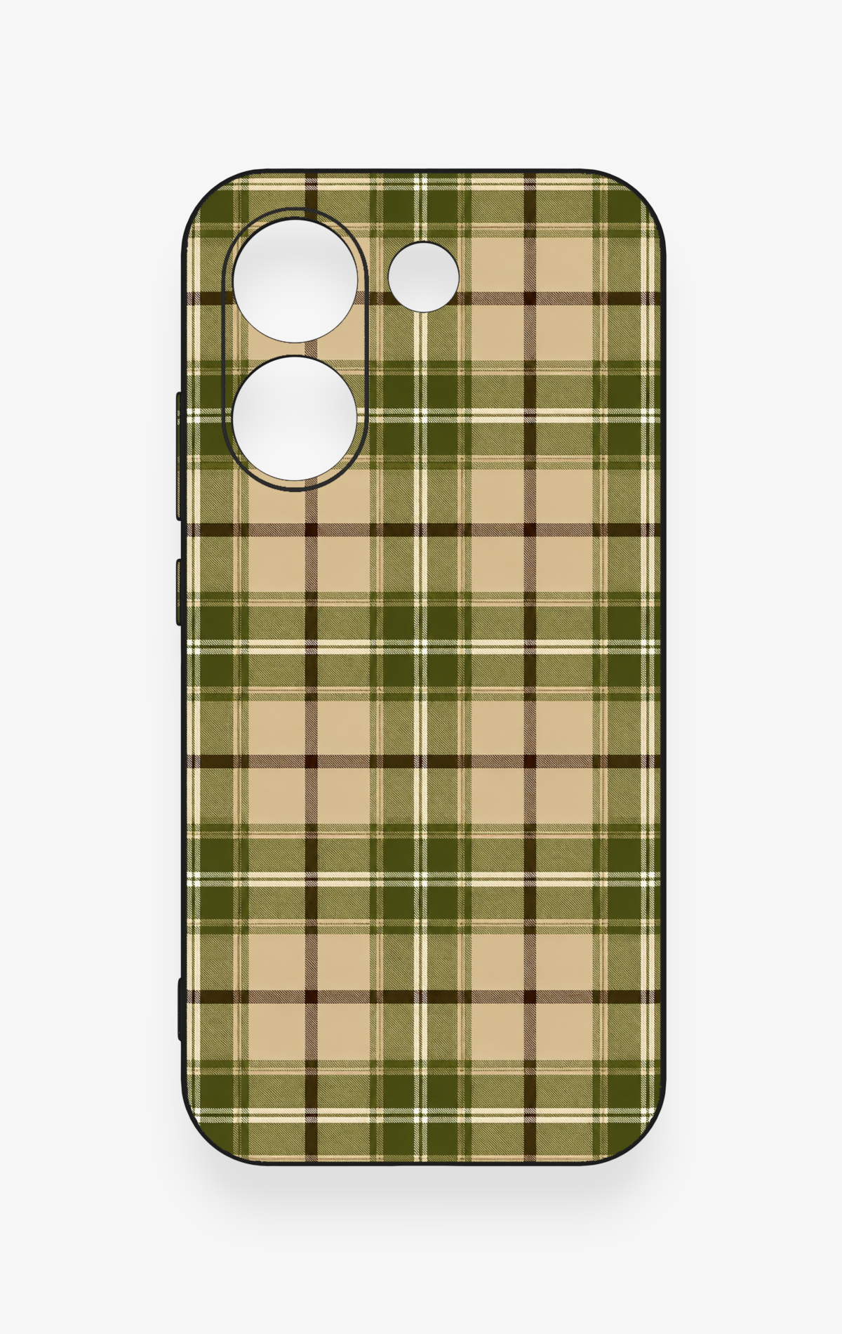 Poco X8 Pro Uyumlu Zeytin Yeşili Ekose Desenli Silikon Kılıf