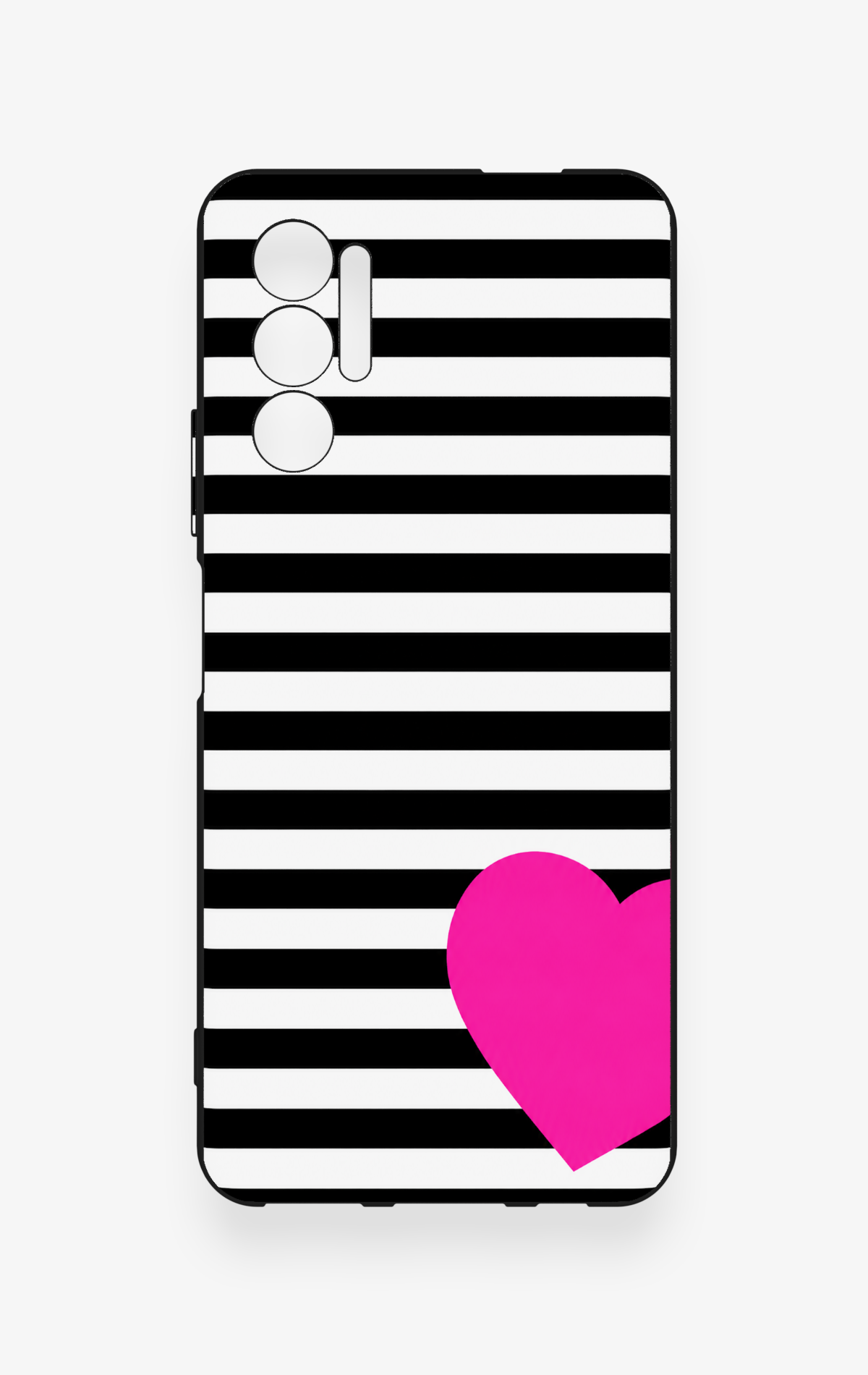 Tecno Pova 3 Uyumlu Çizgili Kalp Desenli Silikon Kılıf