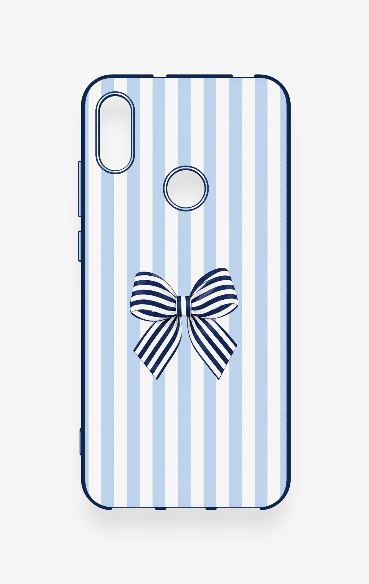 Huawei Y6 2019 Uyumlu Mavi Beyaz Kurdele Desenli Silikon Kılıf