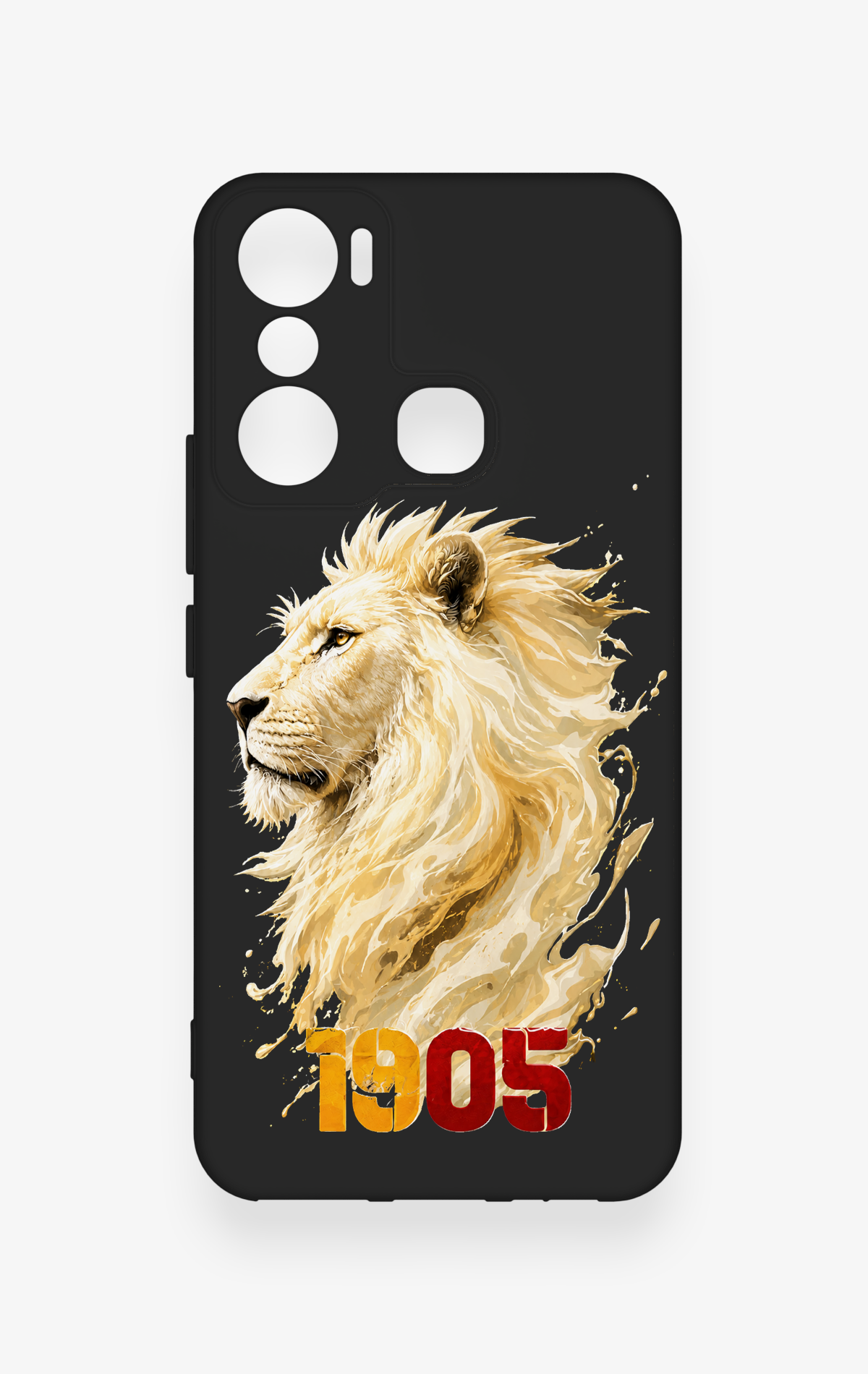 İnfinix Hot 20i Uyumlu Sarı Kırmızı 1905 Aslan Desenli Silikon Kılıf