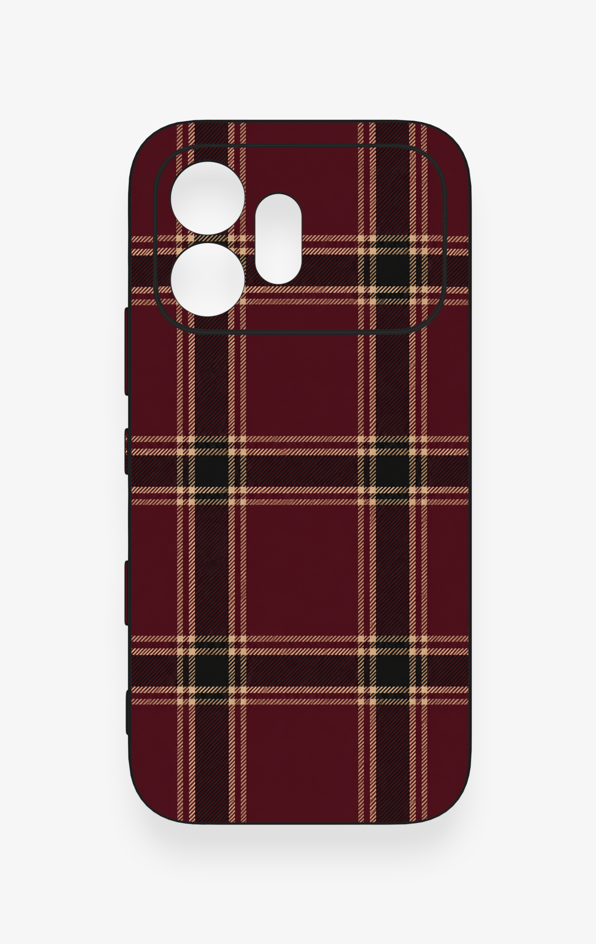 Honor 600 Uyumlu Bordo Siyah Ekose Desenli Silikon Kılıf