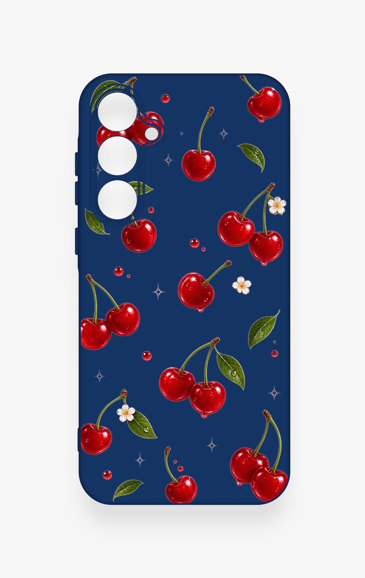 Samsung A35 Uyumlu Kiraz Papatya Desenli Silikon Kılıf