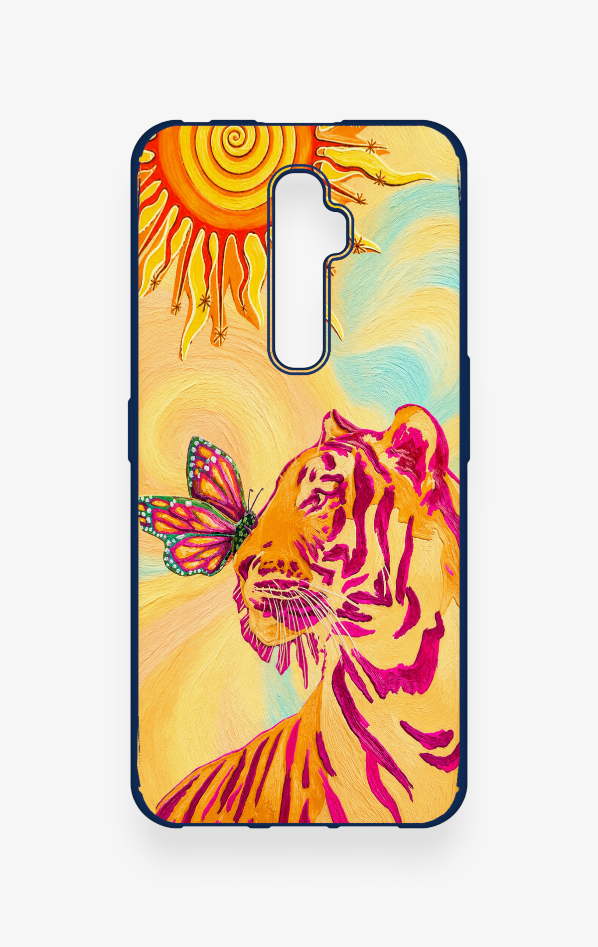 Oppo Reno 2Z Uyumlu Güneşin Kaplanı Desenli Silikon Kılıf