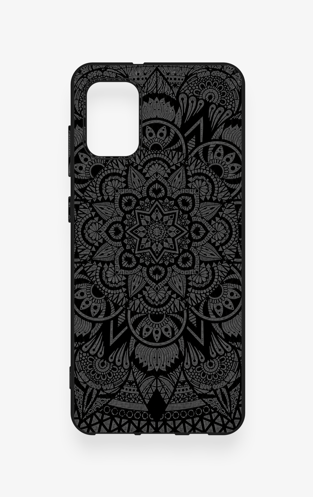Samsung A31 Uyumlu Siyah Beyaz Mandala Desenli Silikon Kılıf