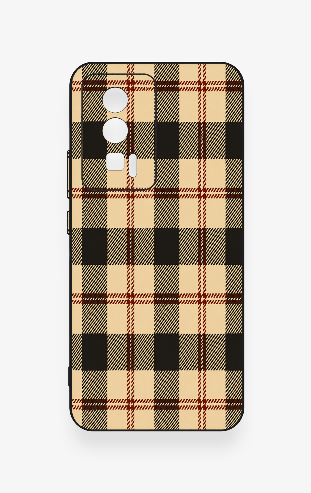 Poco F5 Pro Uyumlu Krem Ekose Desenli Silikon Kılıf