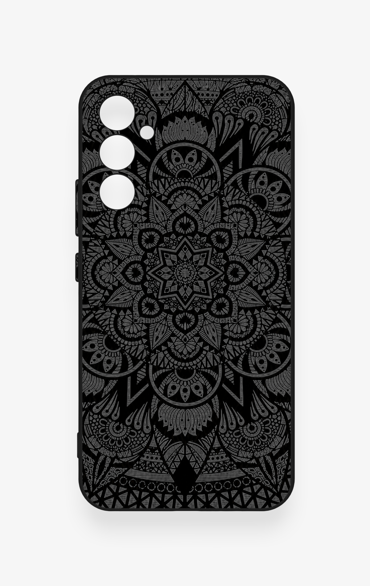 Samsung A34 Uyumlu Siyah Beyaz Mandala Desenli Silikon Kılıf