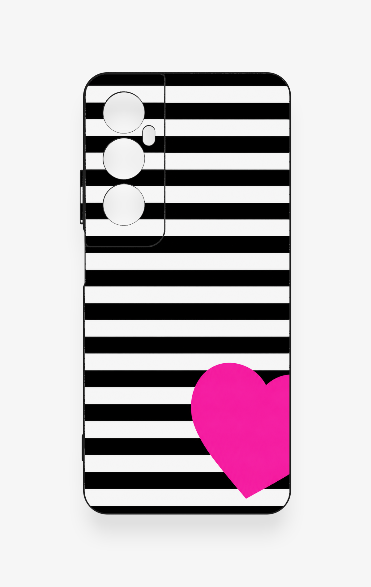 Realme C65 Uyumlu Çizgili Kalp Desenli Silikon Kılıf