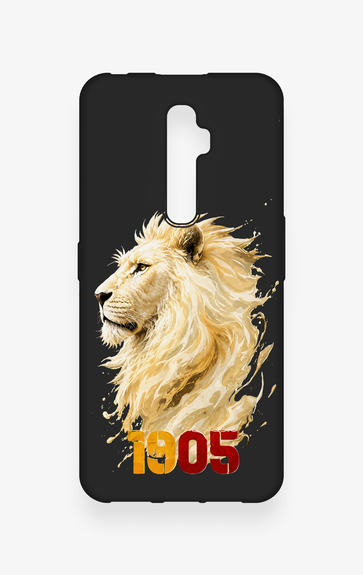 Oppo Reno 2Z Uyumlu Sarı Kırmızı 1905 Aslan Desenli Silikon Kılıf