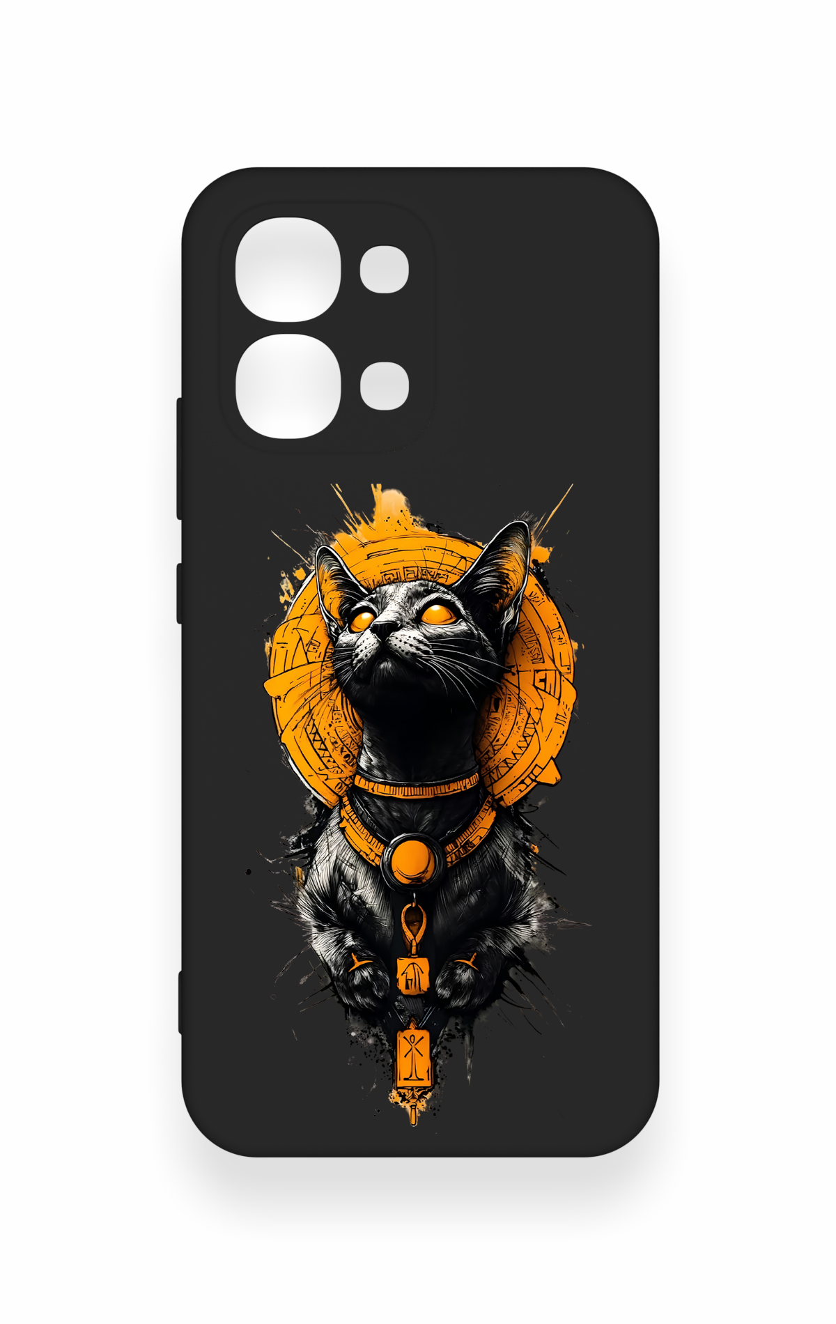 Oppo A6 Pro Uyumlu Mısırlı Kedi Tanrısı Desenli Silikon Kılıf