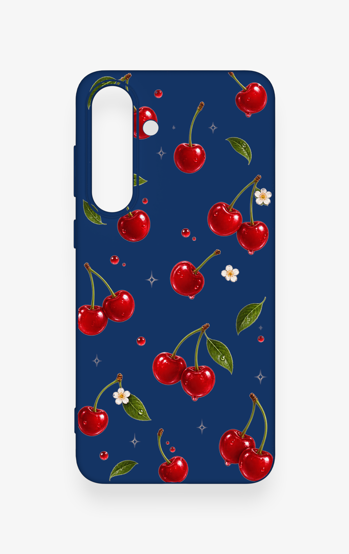 Samsung S25Fe Uyumlu Kiraz Papatya Desenli Silikon Kılıf