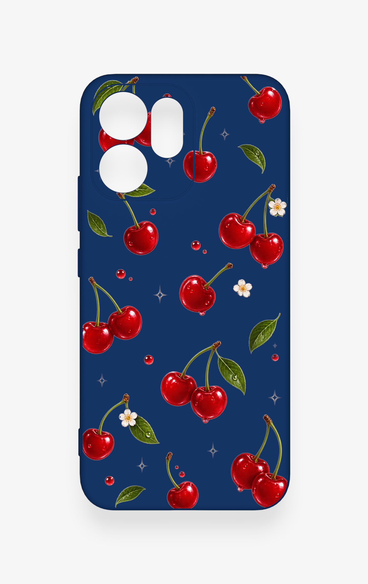 Oppo Reno 14F Uyumlu Kiraz Papatya Desenli Silikon Kılıf