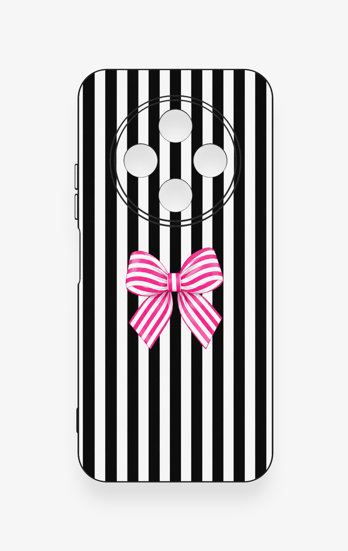 Tecno Spark 30C Uyumlu Pembe Beyaz Kurdele Desenli Silikon Kılıf