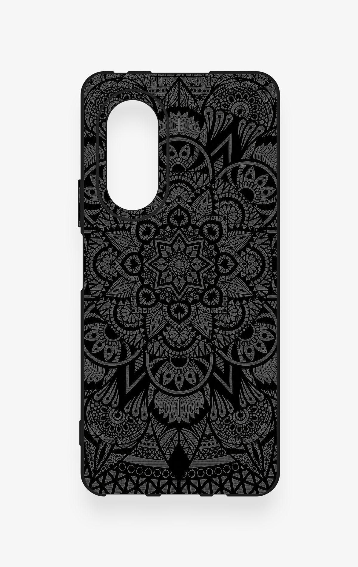 Huawei Nova 9Se Uyumlu Siyah Beyaz Mandala Desenli Silikon Kılıf