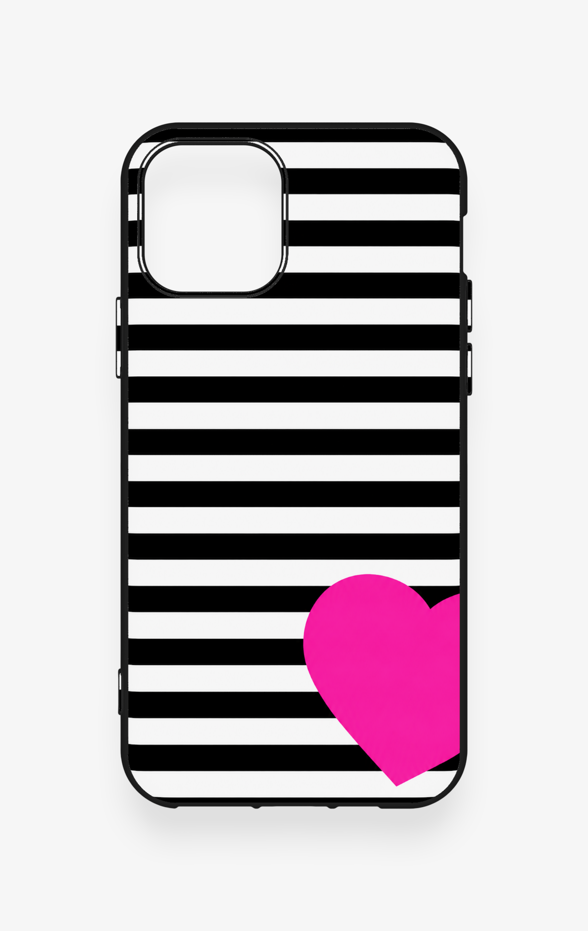 iPhone 11 Pro Uyumlu Çizgili Kalp Desenli Silikon Kılıf