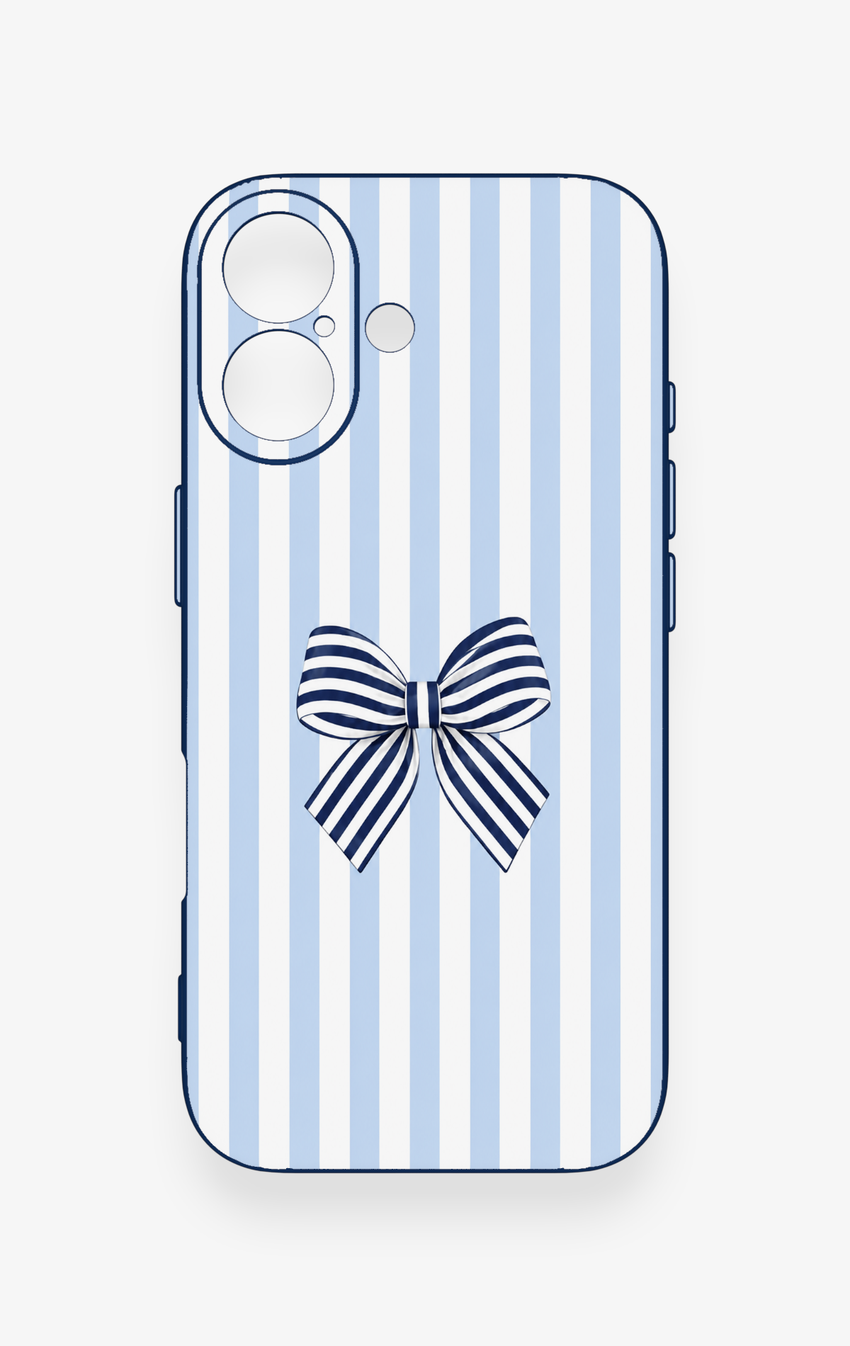 iPhone 17 Uyumlu Mavi Beyaz Kurdele Desenli Silikon Kılıf