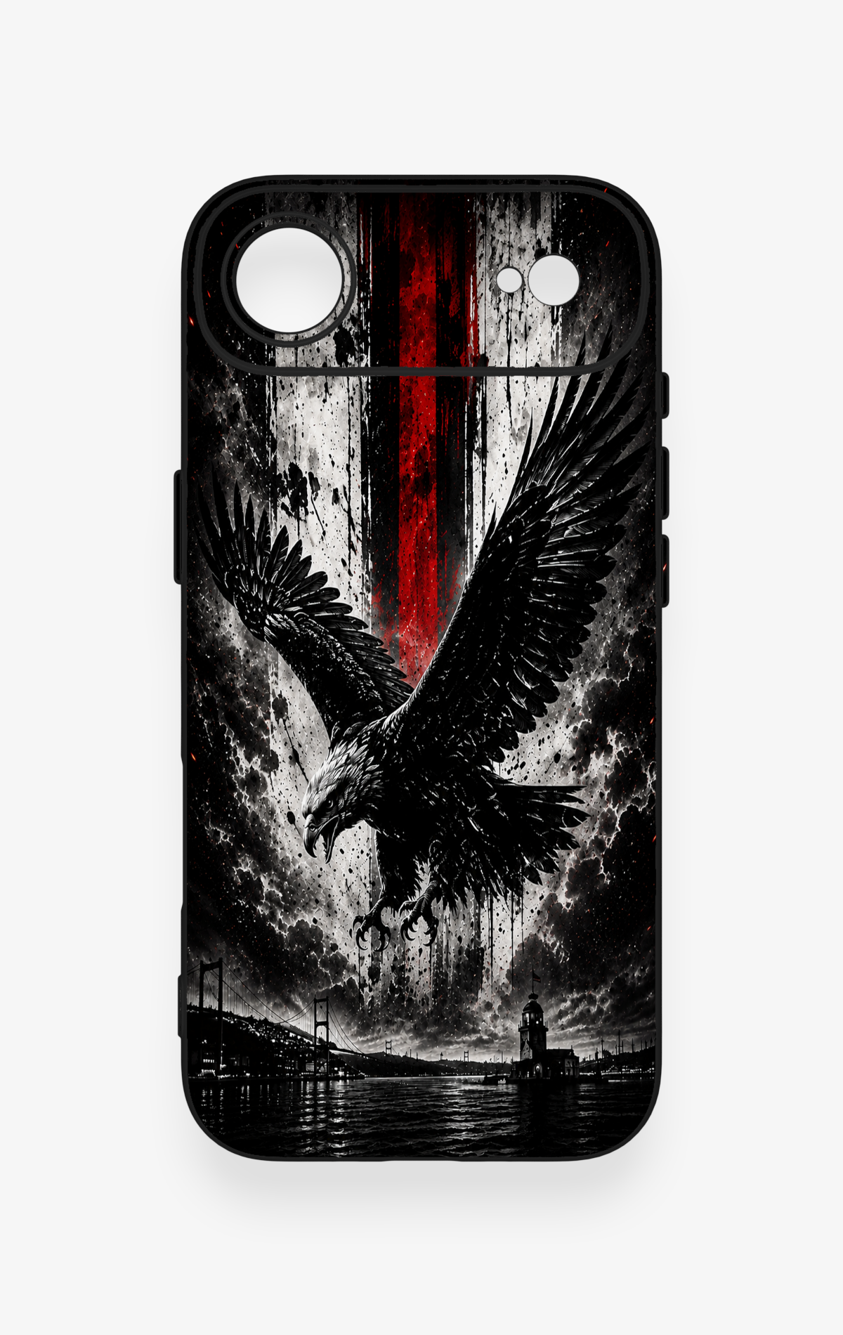 iPhone 17 Air Uyumlu Kara Kartal Desenli Silikon Kılıf