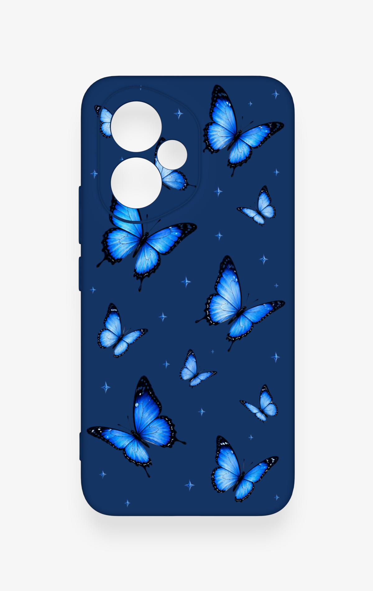 Honor 400 Uyumlu Parlak Mavi Kelebek Desenli Silikon Kılıf