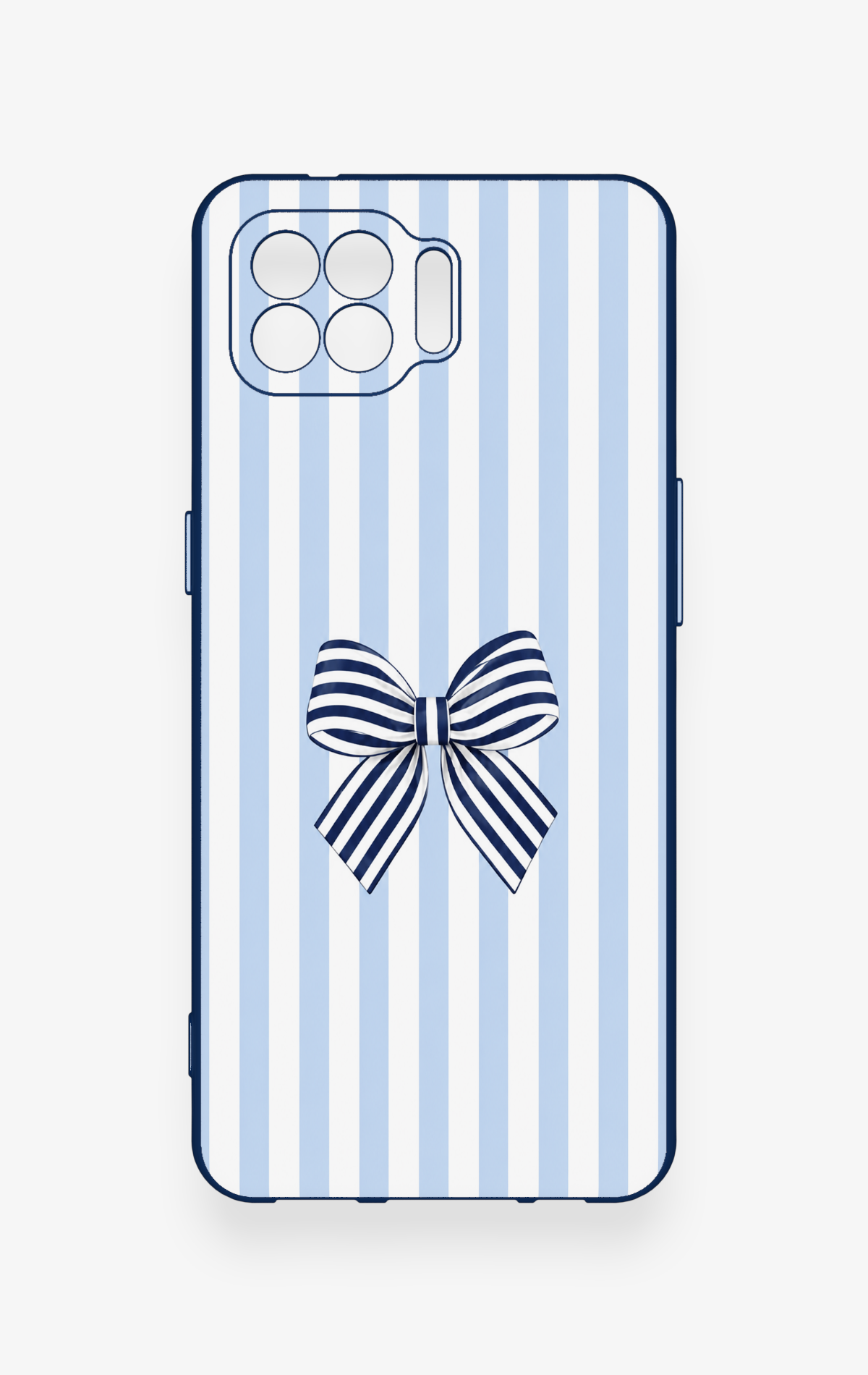 Oppo Reno 4 Lite Uyumlu Mavi Beyaz Kurdele Desenli Silikon Kılıf