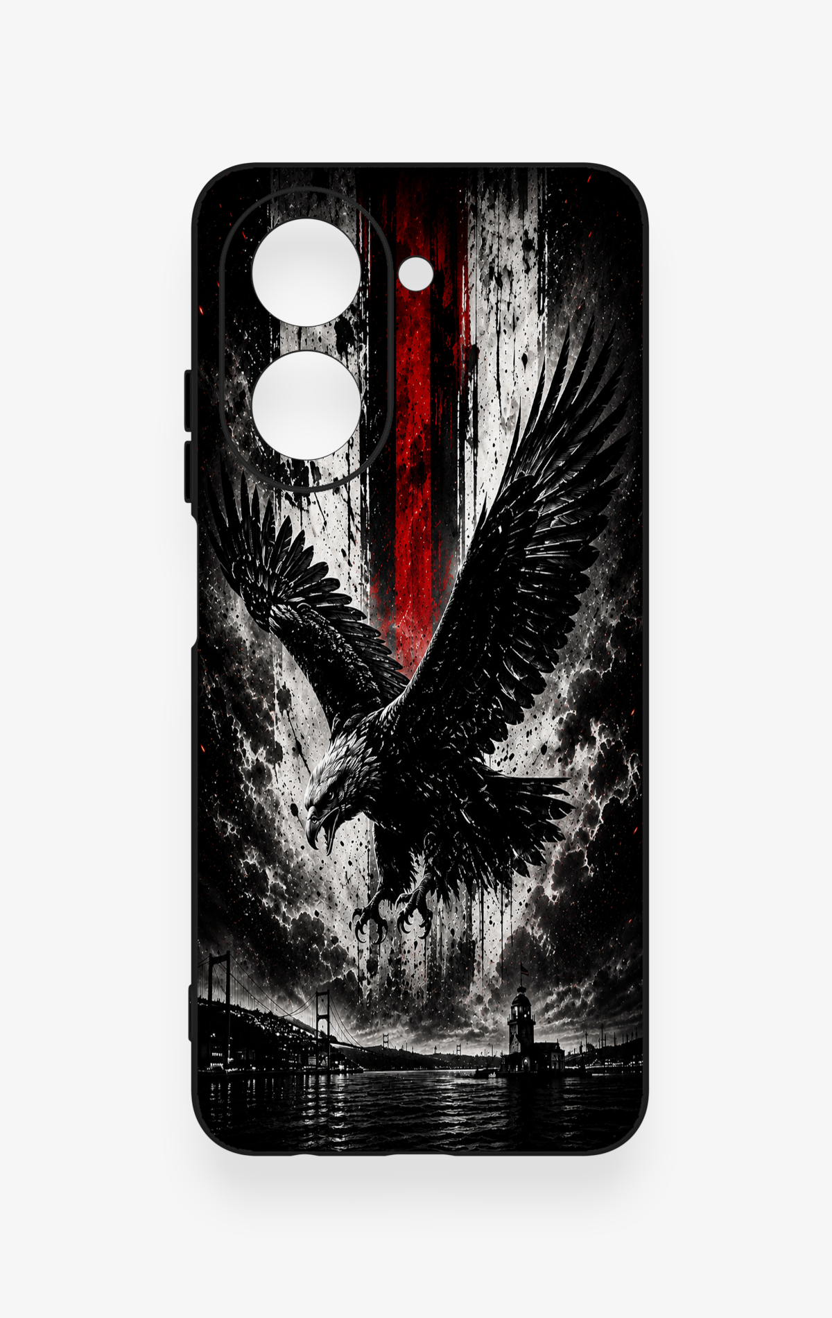 Redmi A5 Uyumlu Kara Kartal Desenli Silikon Kılıf
