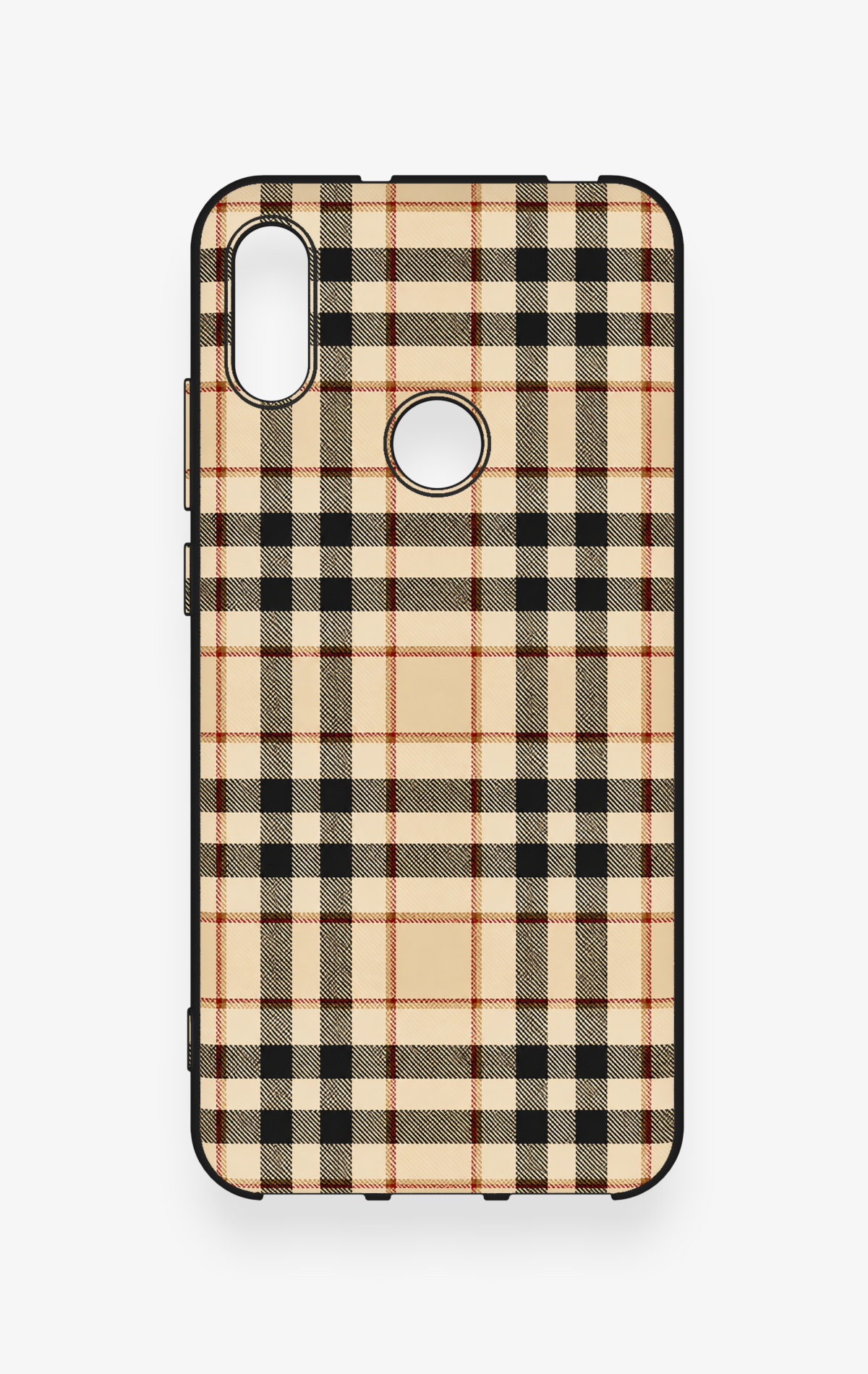 Huawei Y6 2019 Uyumlu Karamel Siyah Ekose Desenli Silikon Kılıf